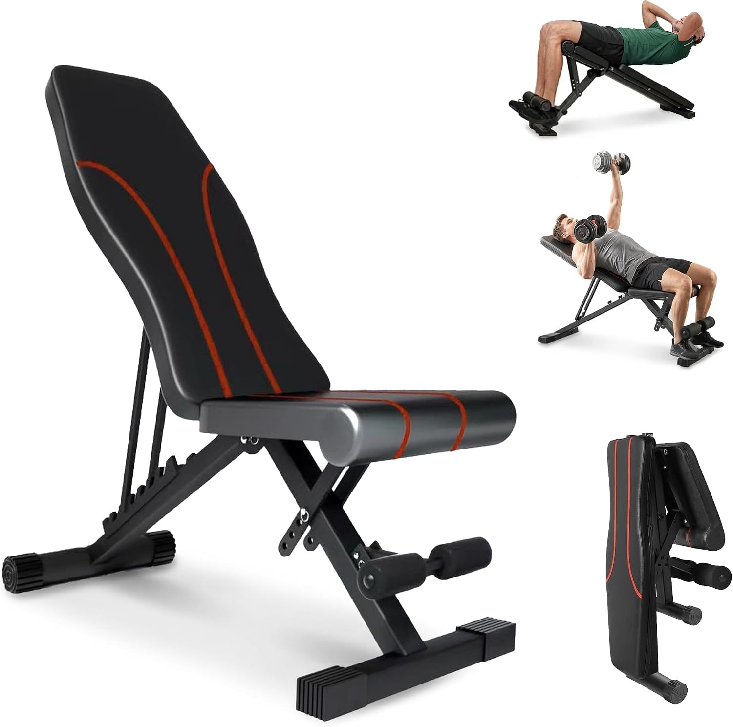 Adjustable Weight Bench Foldable – Incline Decline Adjustable Weight Bench for Home Gym, Heavy Duty 800LB Utility Bench for Full Body Workout, Sit Up & Bench Press Training