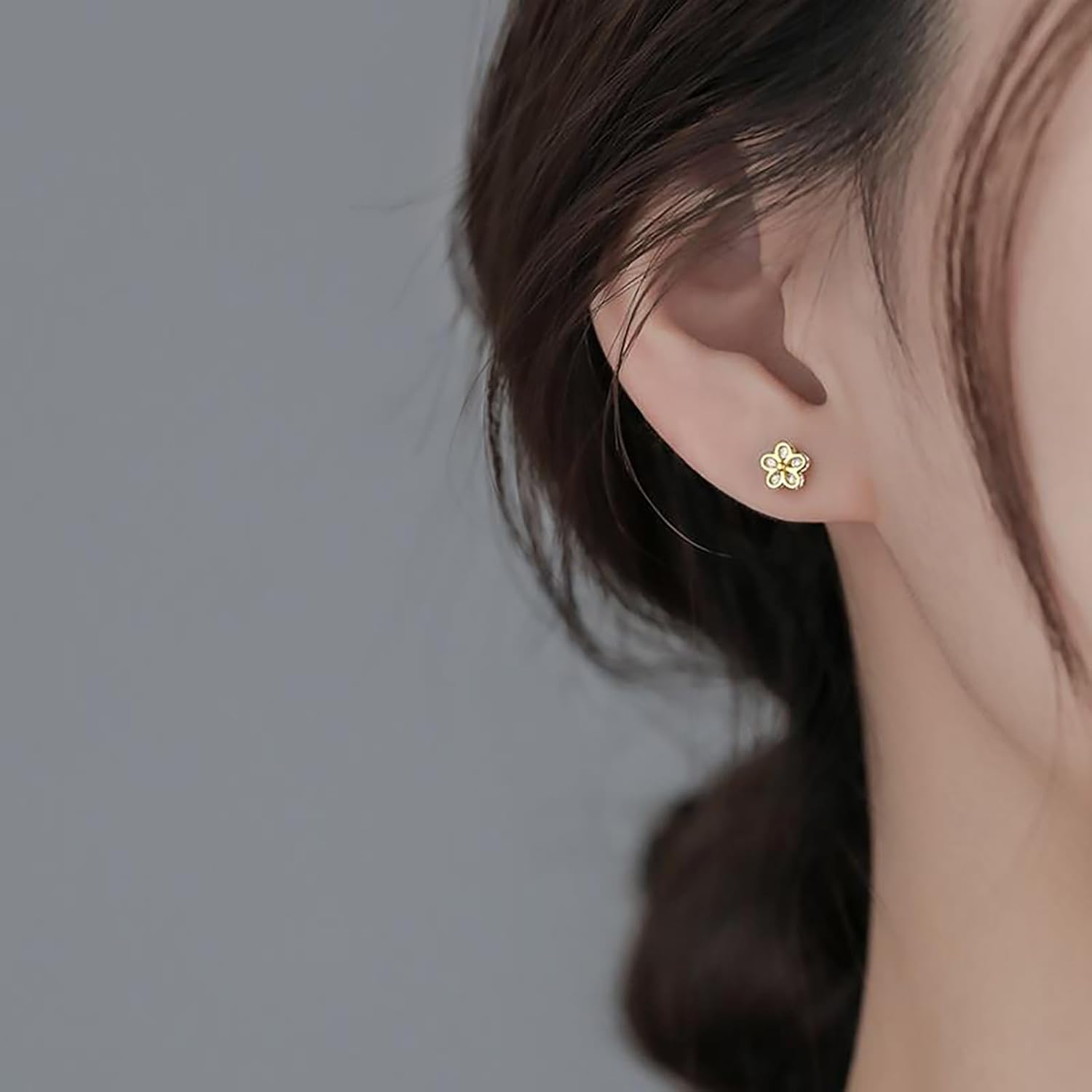 Gold Stud Earrings 925 Sterling Silver 18K Gold Plated Cubic Zirconia Screw Back Cute Hypoallergenic for Women Jewelry Valentine's Day Gift - Image 5