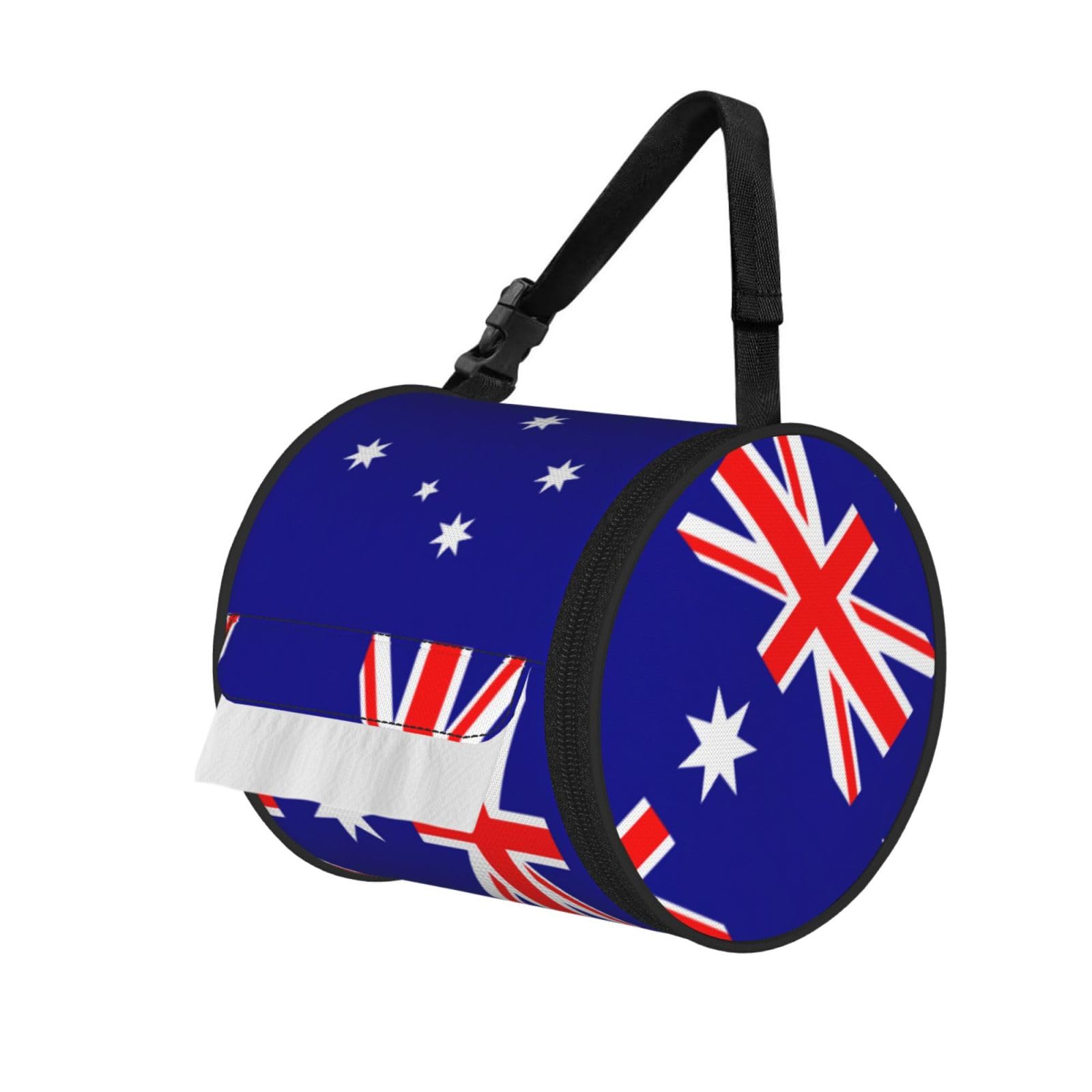 Australian flag Printed Portable Tissue Roll Case, Standard-Size Fit, Oxford Cloth for Wall Camping Backpack