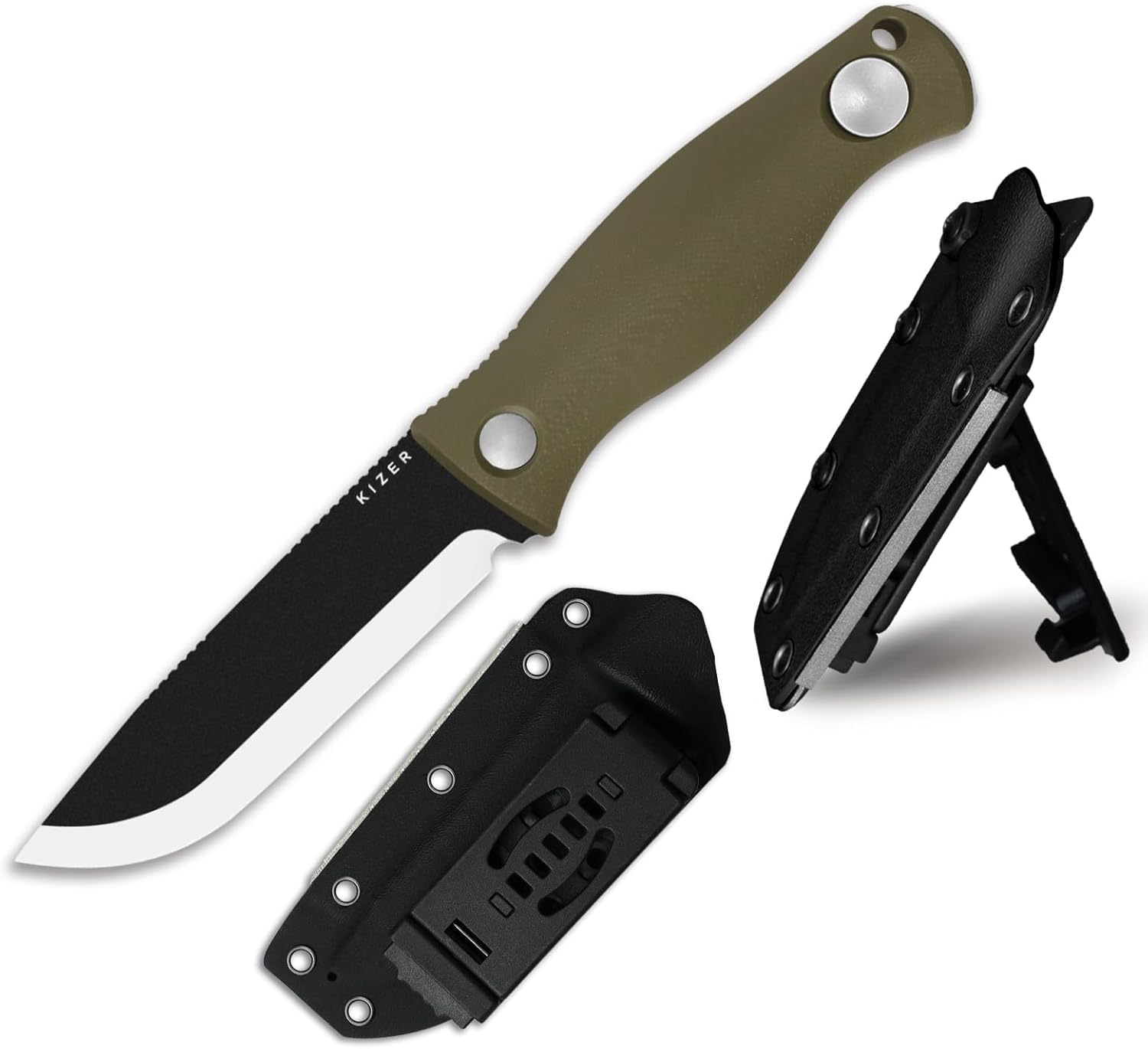 Kizer Polaris Feststehendes Messer, 4,23 Zoll 1095 Stahl Feststehende Klinge mit G10 Griff, Drop Point Outdoor Messer für Camping Wanderungen Überleben 1100A2