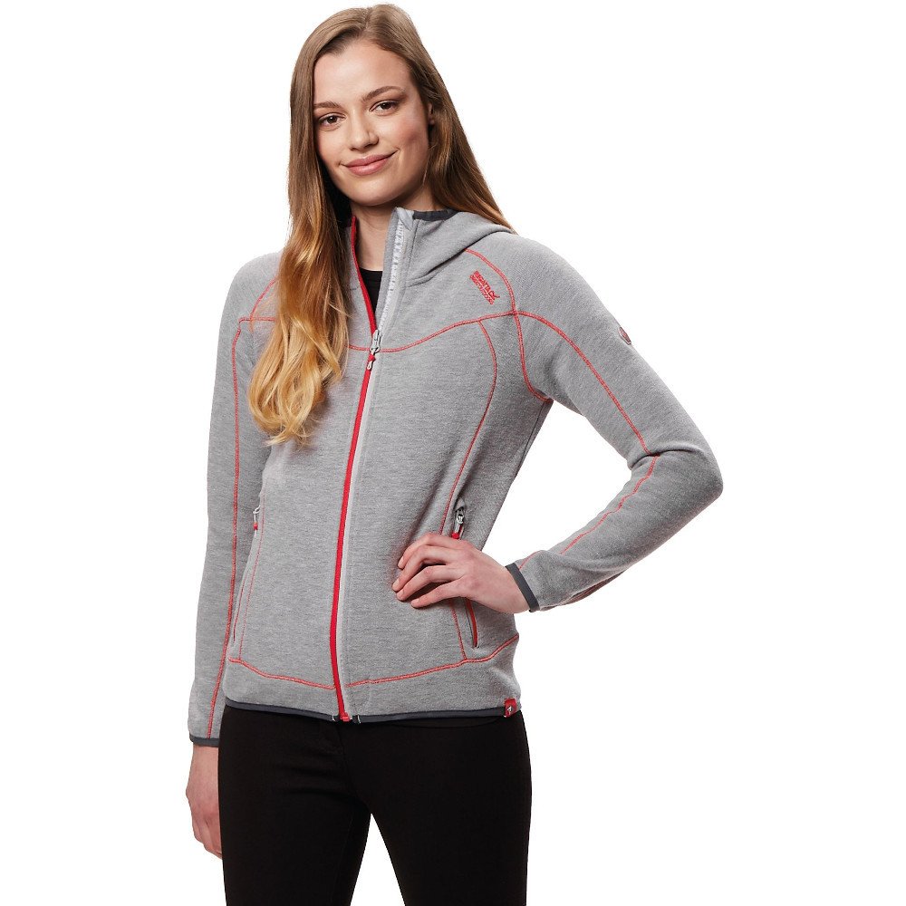 Regatta Womens Luzon Mixed Wool Hooded Fleece: Rock Grey: 14