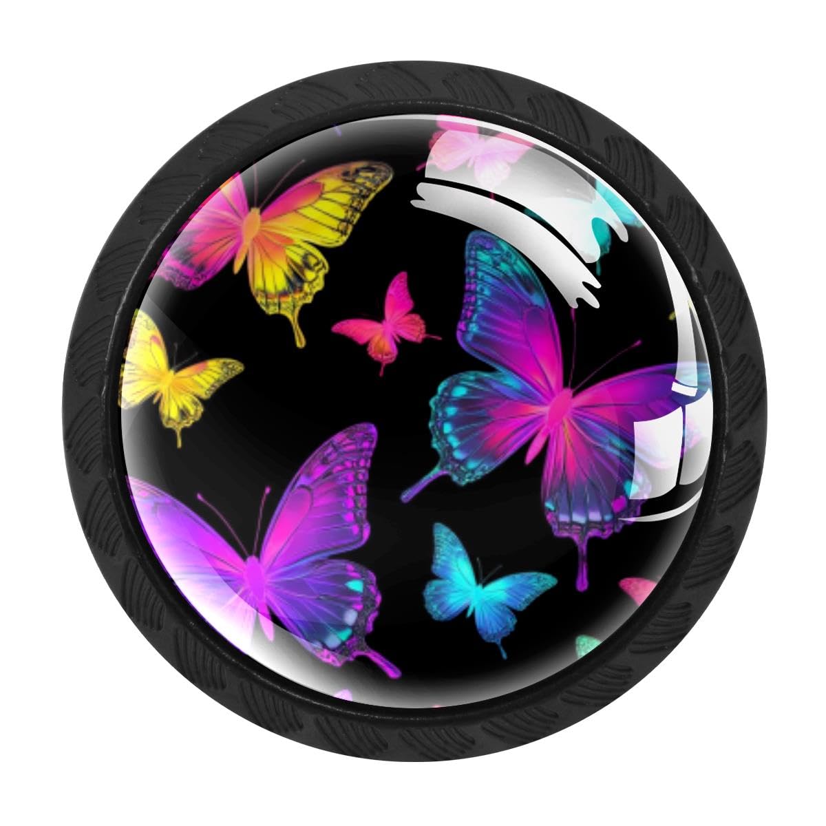 4 PCS Kitchen Cabinet Knobs, Neon Butterfly Drawer Knobs Dresser Handles
