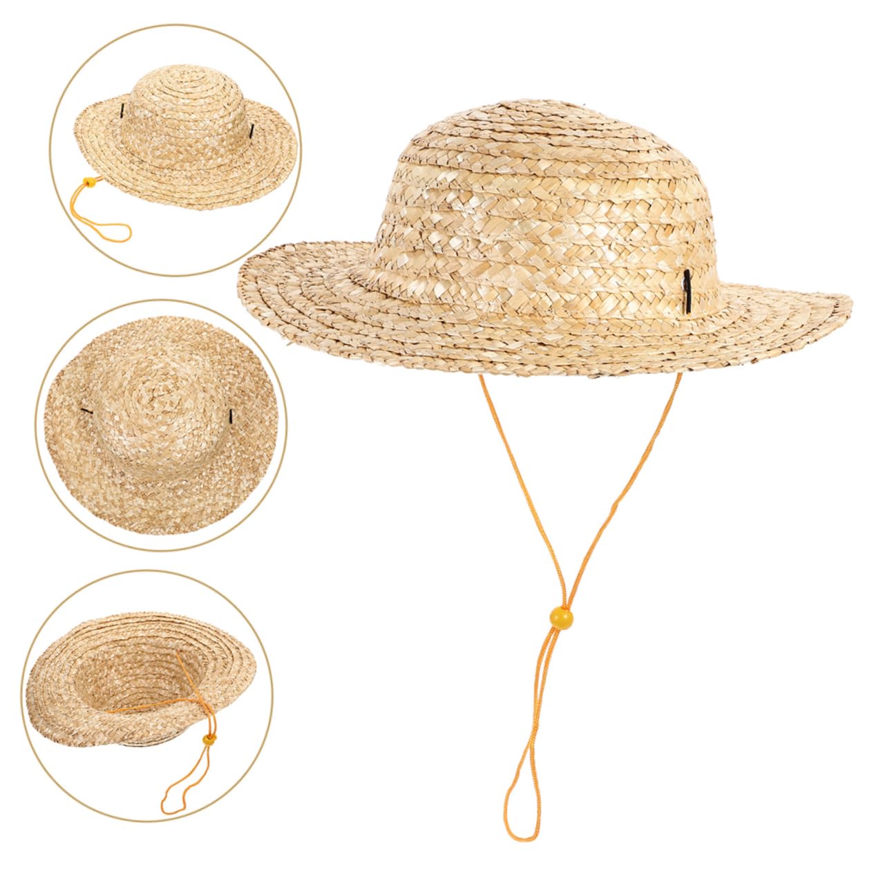 Holibanna Chapeau De Paille Tissé pour Garçon Fille Protection Solaire Large Bord Ajustable pour Plage Et Activités Extérieures Chapeau pour Garçons Et Filles