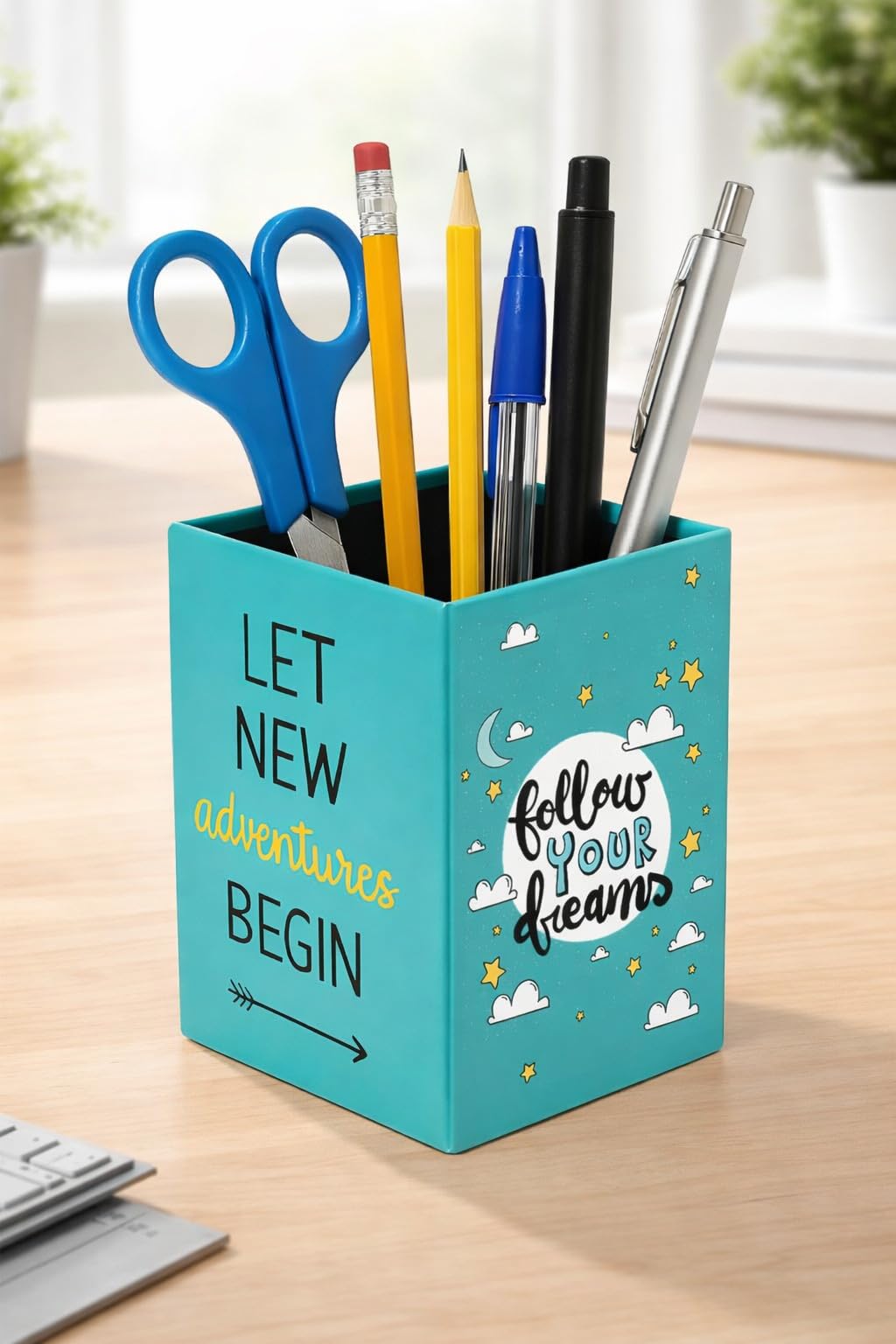 AccuPrints motivational Pen Stand holder Size: 4 x 2.75 inch | Desk Organizer PEn Pencil Holder for Office and Home Decor
