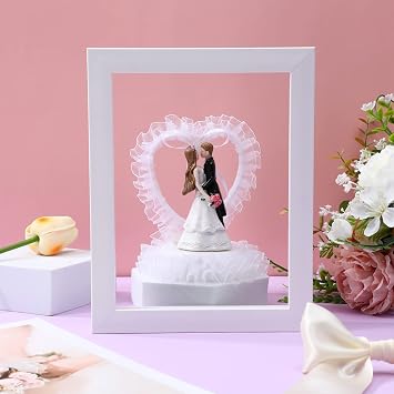 Abaodam Bride and Groom Cake Topper, Romantic Wedding Cake Topper Heart Design for Wedding Engagement Party, Bridal Shower, Anniversary Decoration