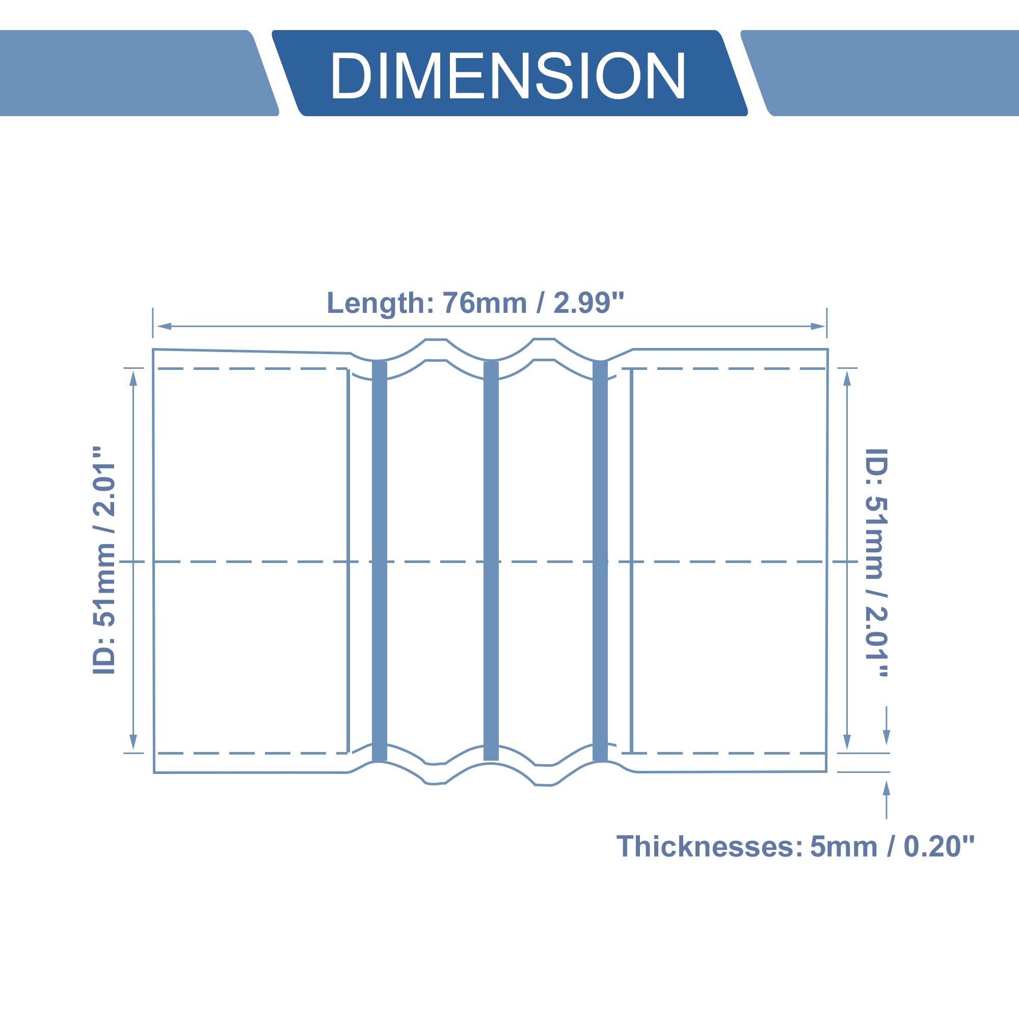 51Mm/2.01"-76Mm/2.99" Id 100Mm/3.94" Longueur 0 Degré Tuyau