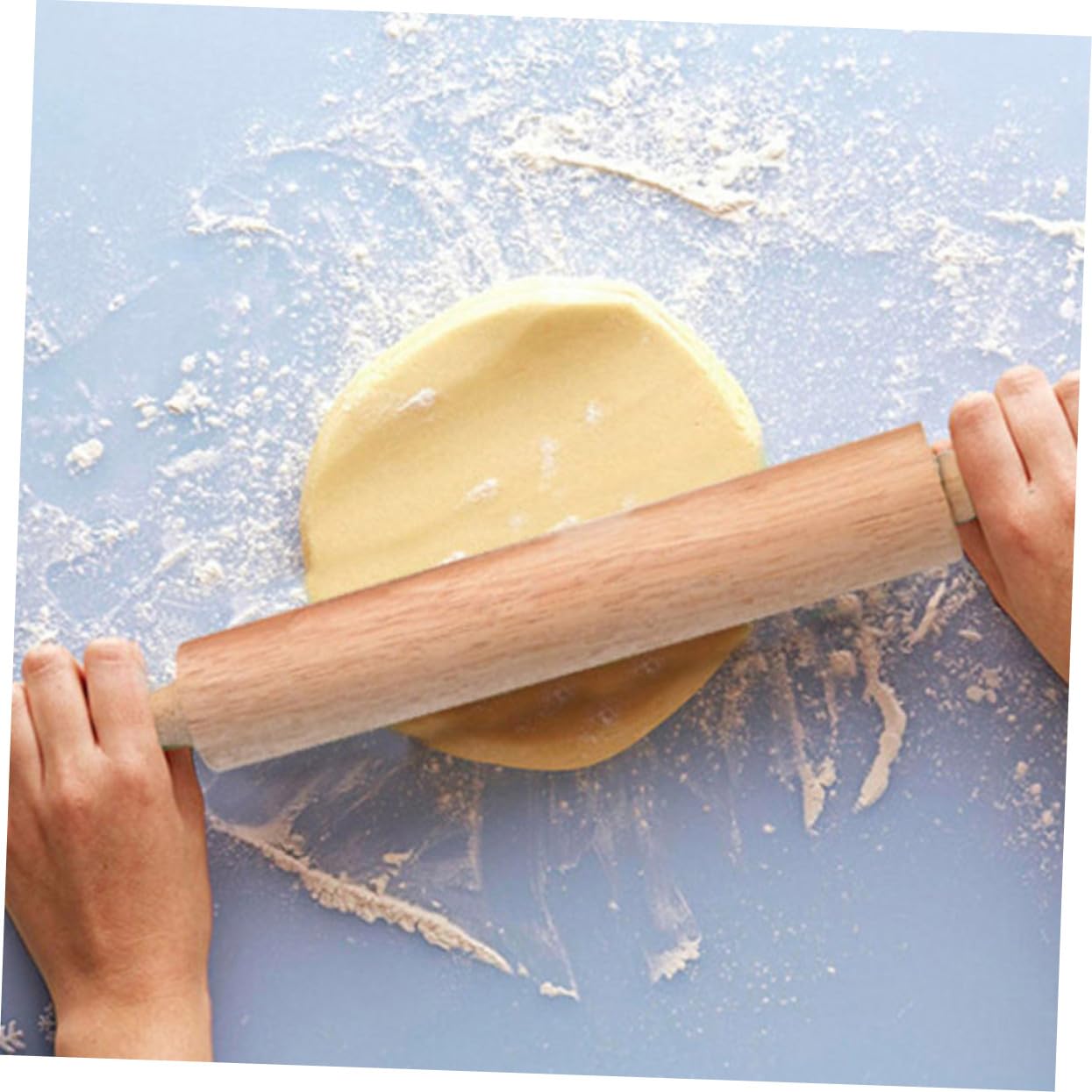 Cabilock 2piezas Rodillos de Madera Pintar sin Cera para Hornear Pan Pasteles Galletas Pizzas Tartas y Fondant Talla