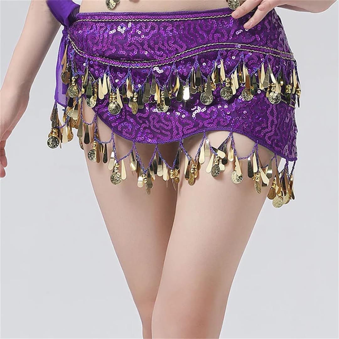 Mujer danza del vientre cadera bufanda cinturón falda lentejuelas falda de baile latino borla cintura collar falda