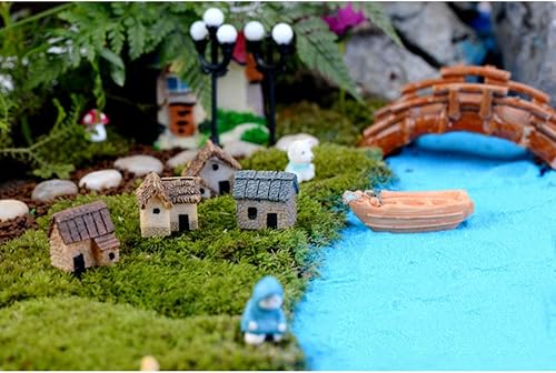 Miniatura 5 de 6 piezas de figuras de casa en miniatura, adornos de jardín de hadas, manualidades de bonsái, mini paisaje, decoración de casa pequeña para