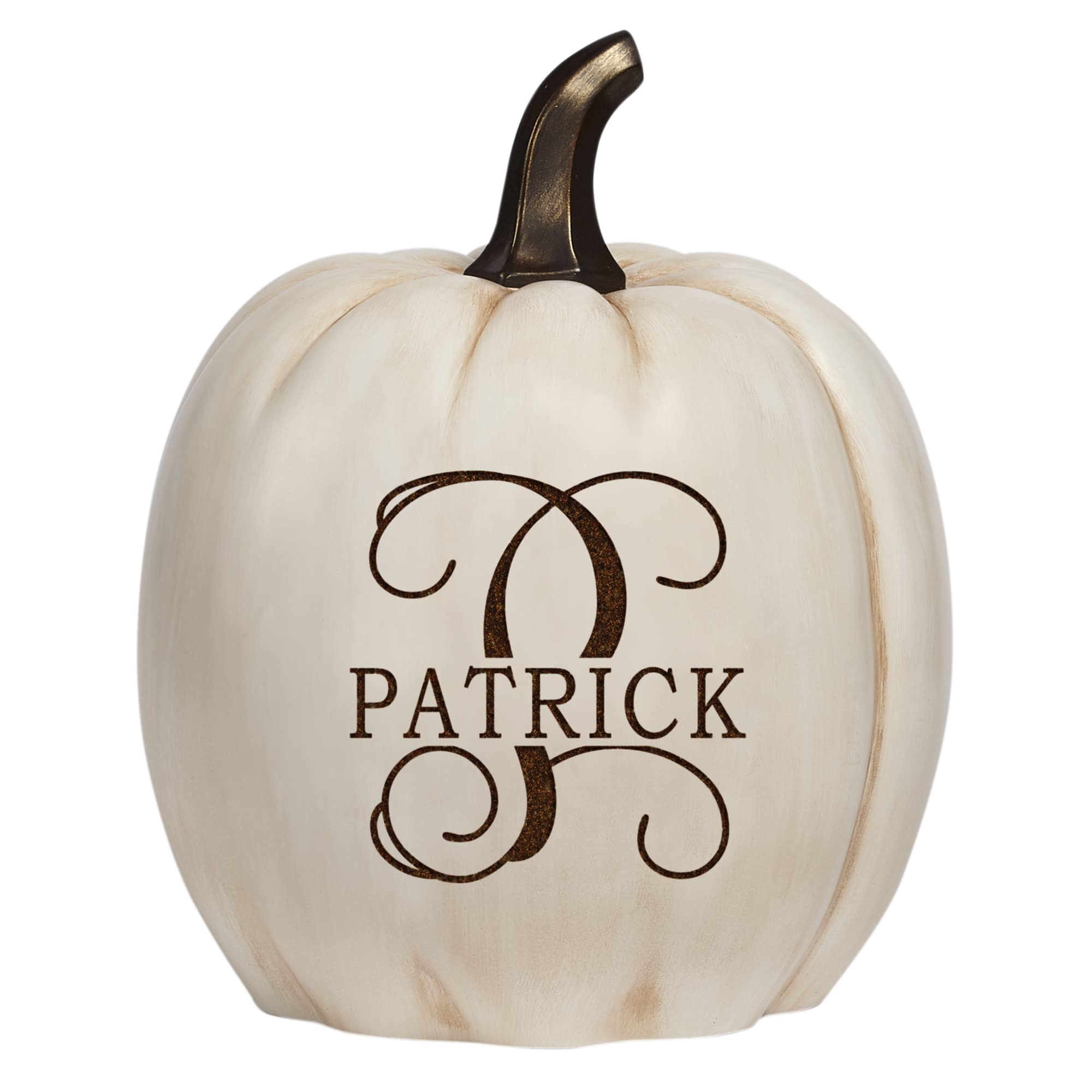 Let's Make Memories Personalized Light Up Halloween Pumpkin Decor Outdoor - Your Name & Initial on a Custom Pumpkin - Jack o Lantern - Fall Decor - Indoor/Outdoor - XL - Cream
