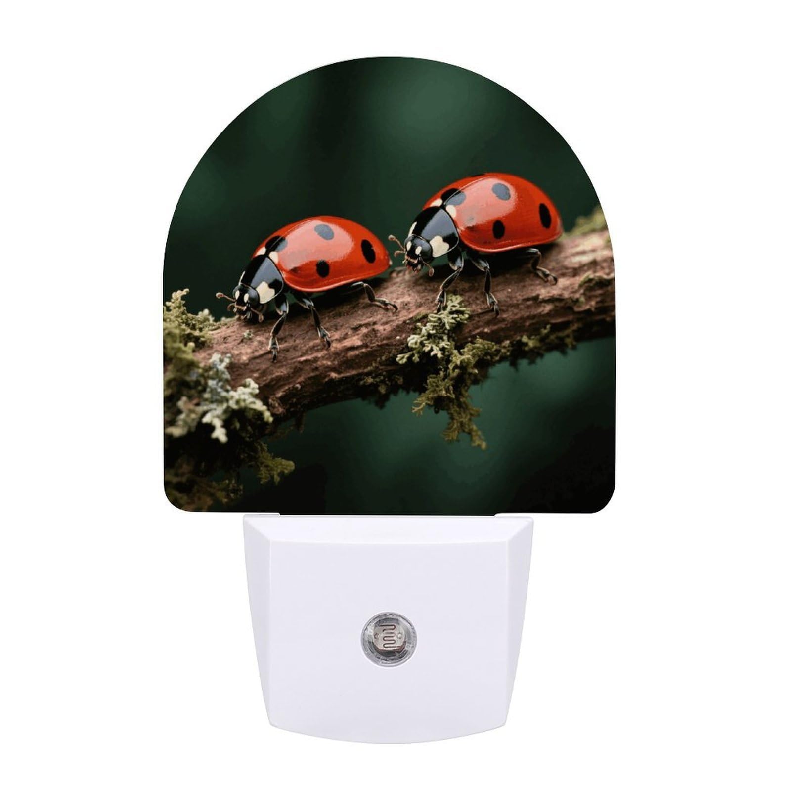 FodPand Night Light Plug Into Wall with Dusk to Dawn Sensor 0.5w Modern LED Ladybug Plug in Night Lamp Warm White Glow Nightlight for Bedroom Hallway Kitchen Bathroom Stairs Corridor(Fan)