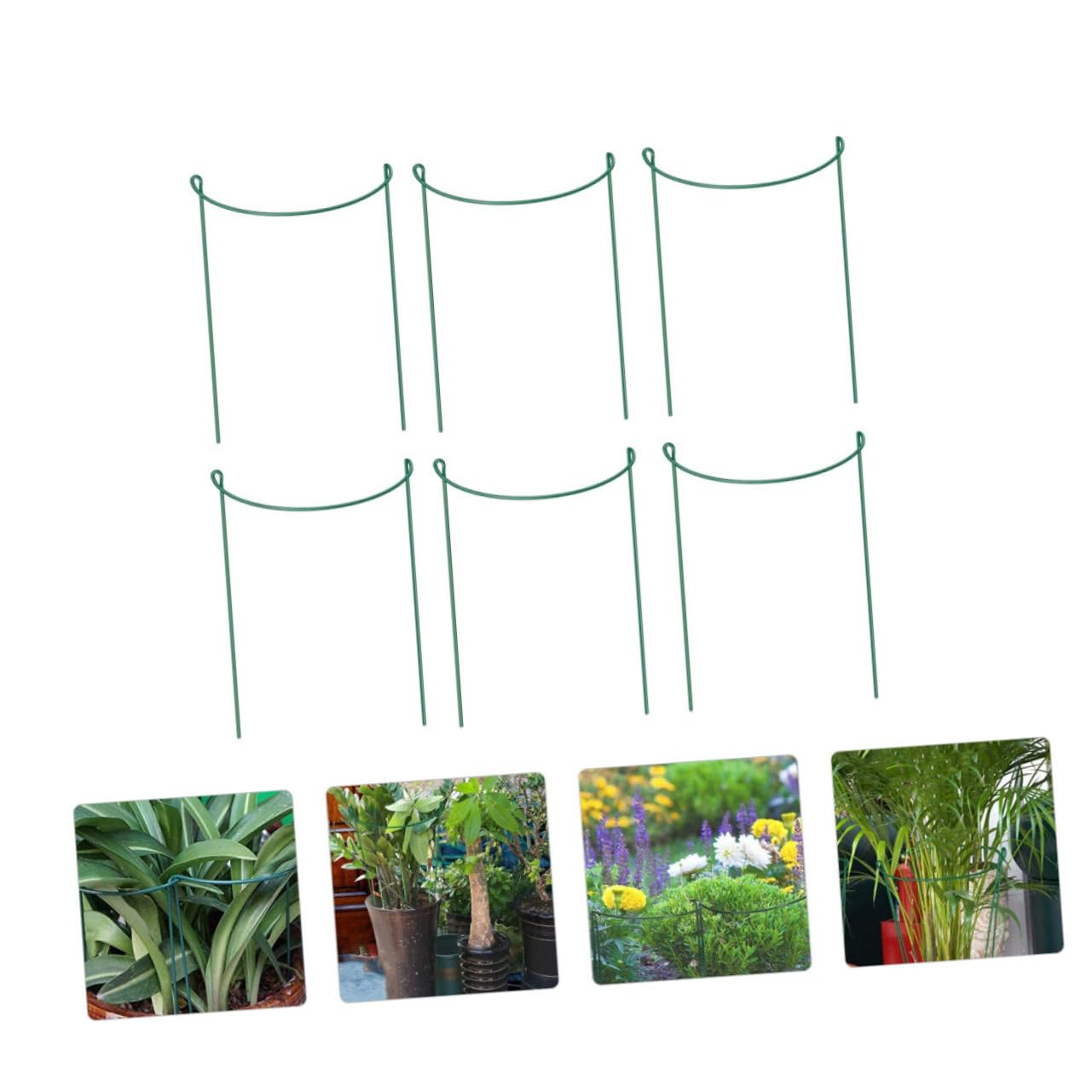 Lot de 6 Tuteurs de Plantes en Fer Vert, Réutilisables, pour Tiges Droites et Végétaux Grimpants, pour Créer Un Espace Vert Individuel au Jardin