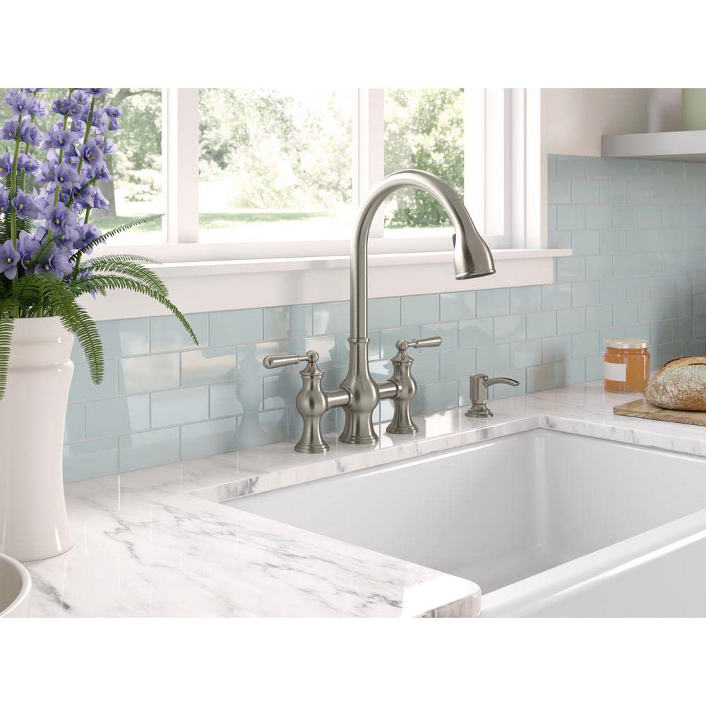 Kohler Capilano Wide-Spread Bridge Kitchen Faucet Polished Chrome K-R21070- SD-CP
