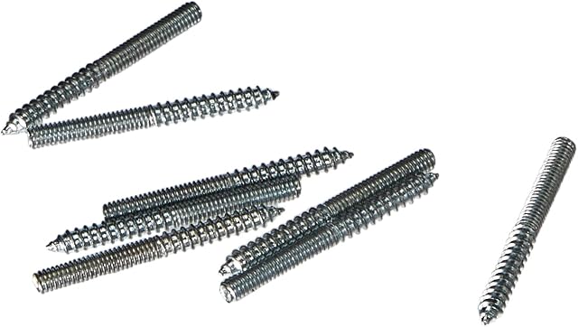 Merriway BH04481 (10 Pcs) M4 x 38 mm (5/32 Inch x 1.1/2 Inch) Wood Screw End to M4 Threaded End Dowel Screw - Pack of 10 Pieces