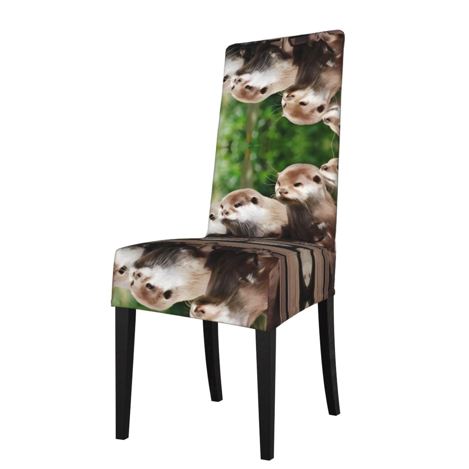YYHHAOFA Four cute otters Prints Protection Cover for Dining Chair - Stretch Slipcovers, Easy Refresh for Your Dining Room & Event Decor