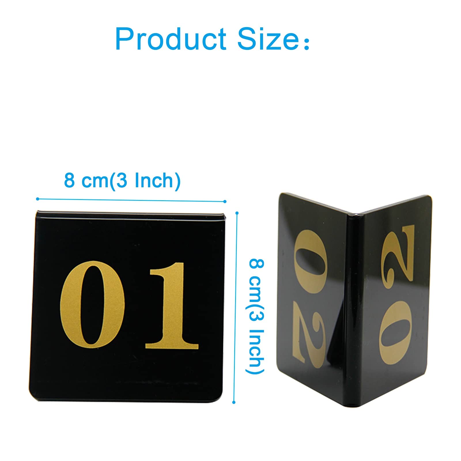 Tarjetas acrílicas para números de mesa 1-25/50/100 Placas de carteles digitales de doble cara - Fácil de leer - Permite a los invitados sentarse rápidamente, para restaurantes, bares, fiestas, tarj