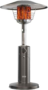 EAST OAK Portable Outdoor Heater, Tabletop Patio Heater 11000 BTU, Mini Propane Gas Heater with 304 Stainless Steel Burner, Triple Protection System, Suitable for Garden, Patio, Restaurant Bronze