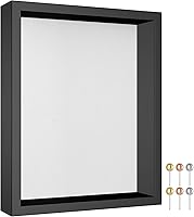 Vista 8 de Califortree 12x16 Large Shadow Box Frame with Soft Linen Back - Metal Push Pins Included, Memory Shadow Box Display Case for Bouquet Awards Medals