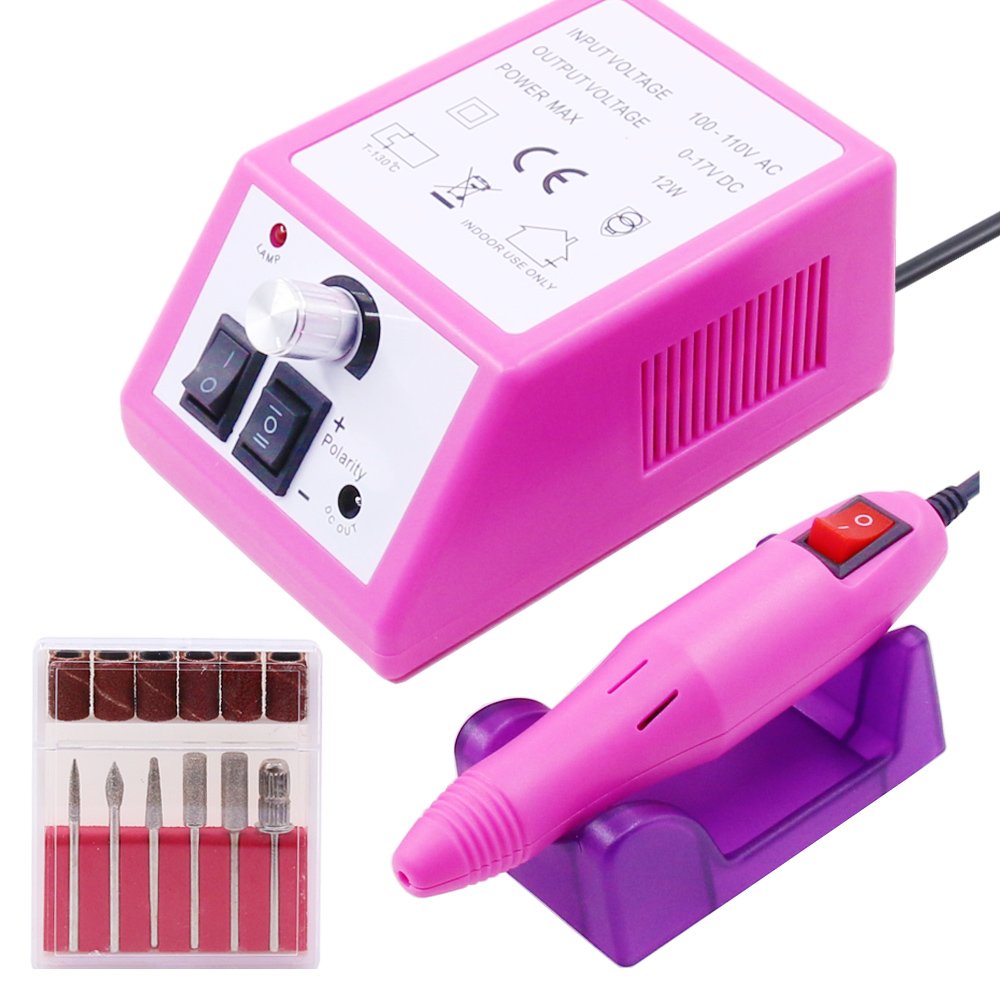 Swpeet Professional 15000RMP Electric Nail Drill Kit, Low Heat Low Noise US Plug Nail Drill Acrylic Electric Nail File Nail Tool Set