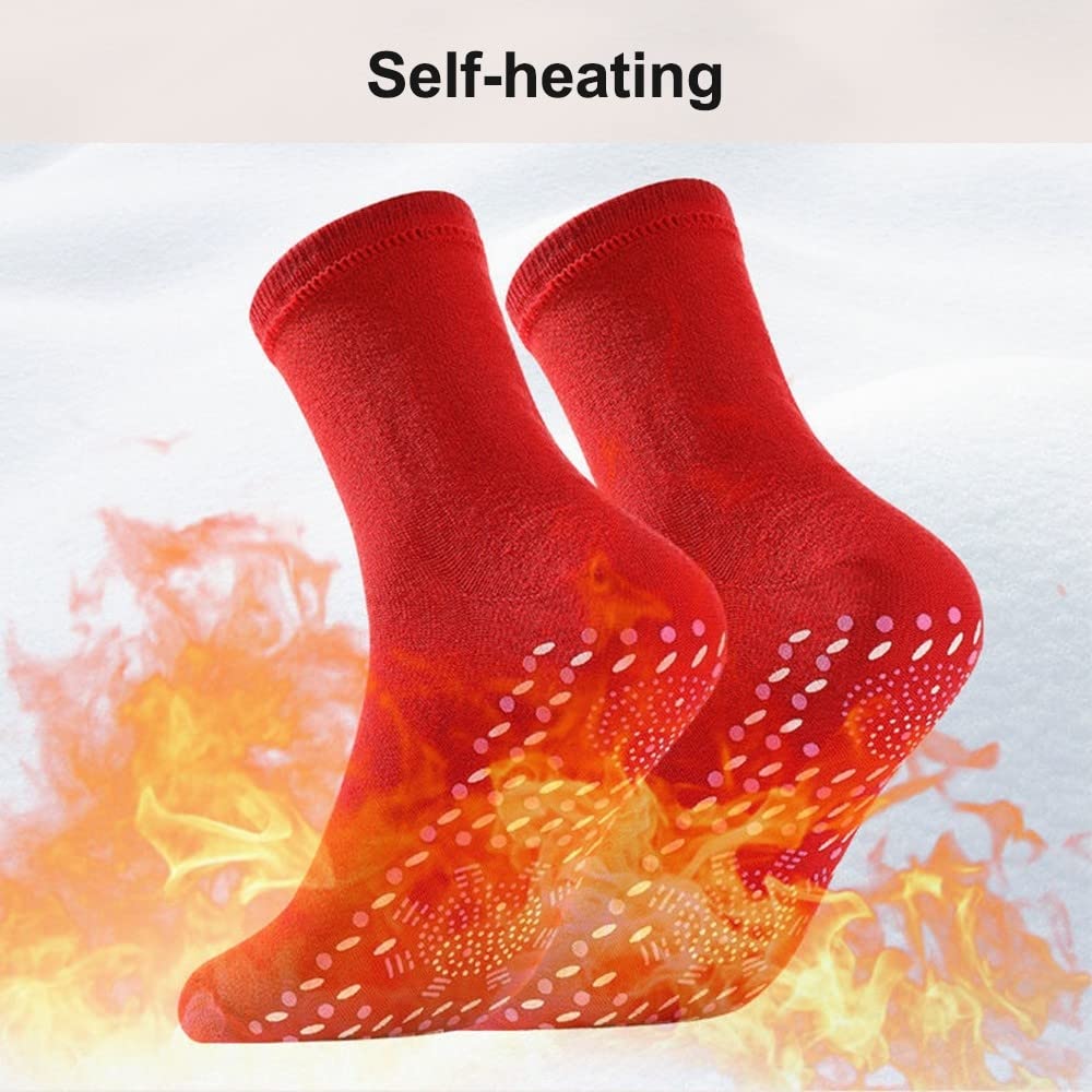 Calcetines calefactables, 3 pares de calcetines magnéticos, calcetines térmicos antideslizantes de invierno, calcetines de turmalina autocalentables para hombres y mujeres, montañismo, esquí,