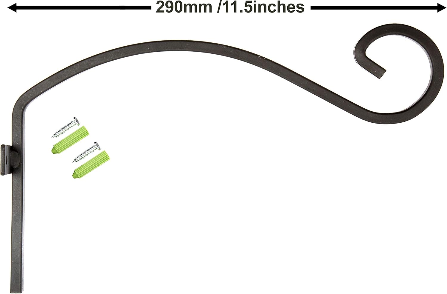 2 x Black Hanging Basket Bracket, Fittings Included, Heavy Duty Hanging Basket Brackets Outdoor, Hanging Hooks - Image 3