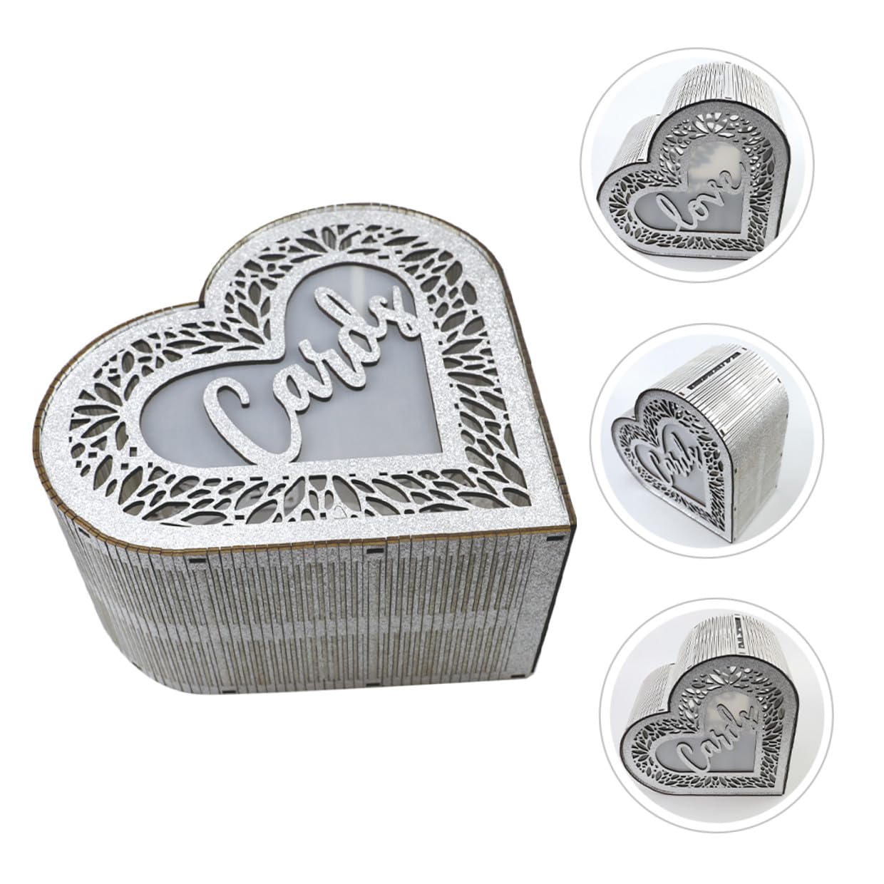 NUOBESTY Scatola di Legno Cuore Traforato per Biglietti di Benedizione, Porta Carte e Buste per Matrimonio e Anniversario, Decorazione Elegante per Festa e Ricevimento, Design Cavo Facile