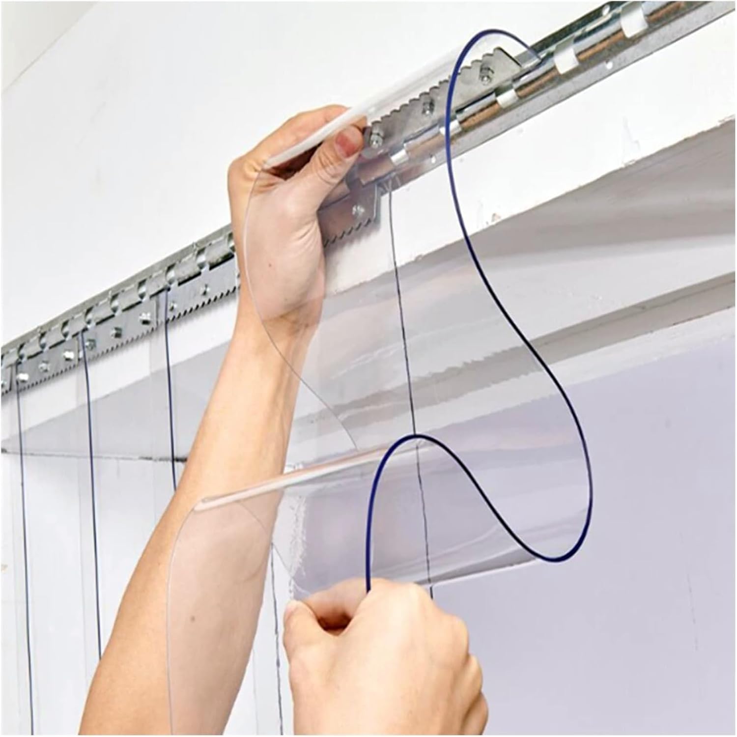 Striscia in PVC per sportelli di refrigeratori e congelatori, strisce lisce in plastica vinilica per magazzini e celle frigorifere di grado industriale, 3 cm, dimensioni sovrapposte: 75 x 240 cm