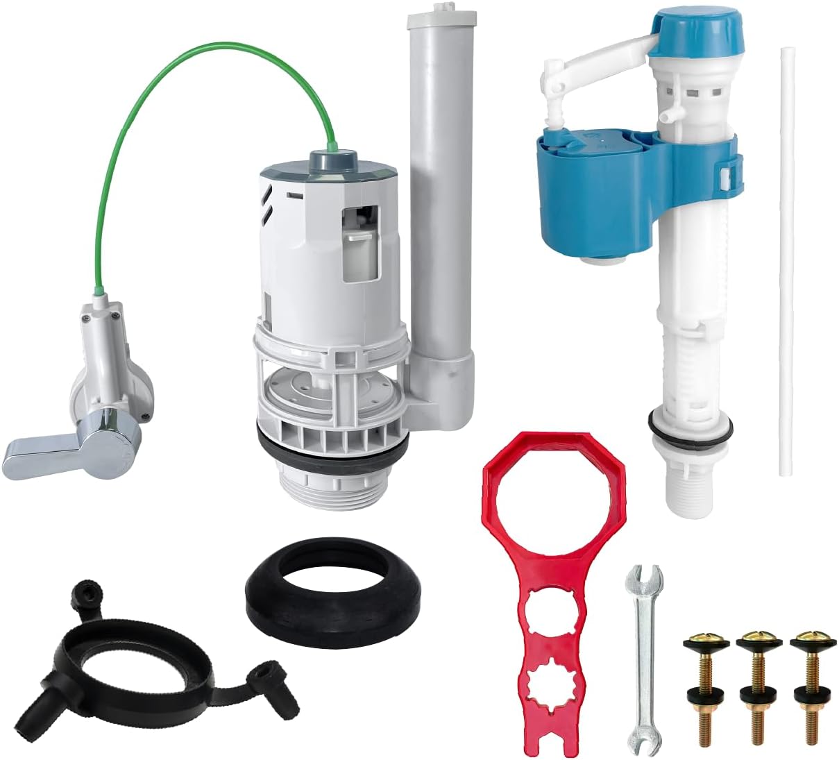 2-inch Toilet Complete Repair Kit with Tools,Dual Flush Modes | Metal Bolts,Adjustable Flush Volume,Fits Kohler, American standards and Universal Most Brands
