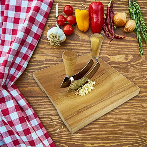 Farmhouse Kitchen Decor Acacia Wood Cutting Block With Hollow Center, Cheese Board Onion Board Vegetable Board Chopping Board Salad Bowl Mincing Tools, Birthday Housewarming Gifts, 8X8 Inch #TOP4