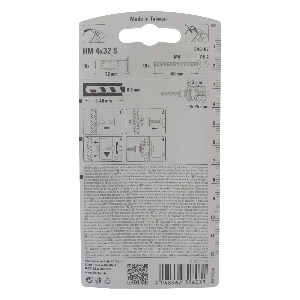 Fischer hm4x32s chevilles métalliques avec expansion en parapluie robuste anti rotation