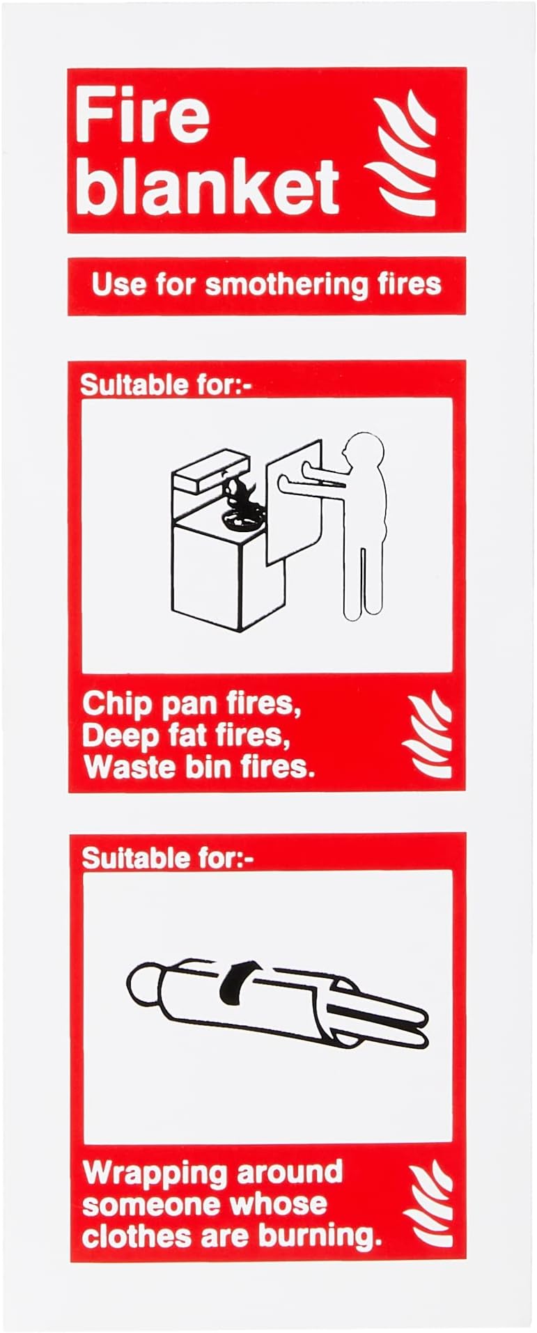 Fire Blanket Fire Extinguisher Identification Sign 80mm x 200mm - Self Adhesive (FI.18N-SA)
