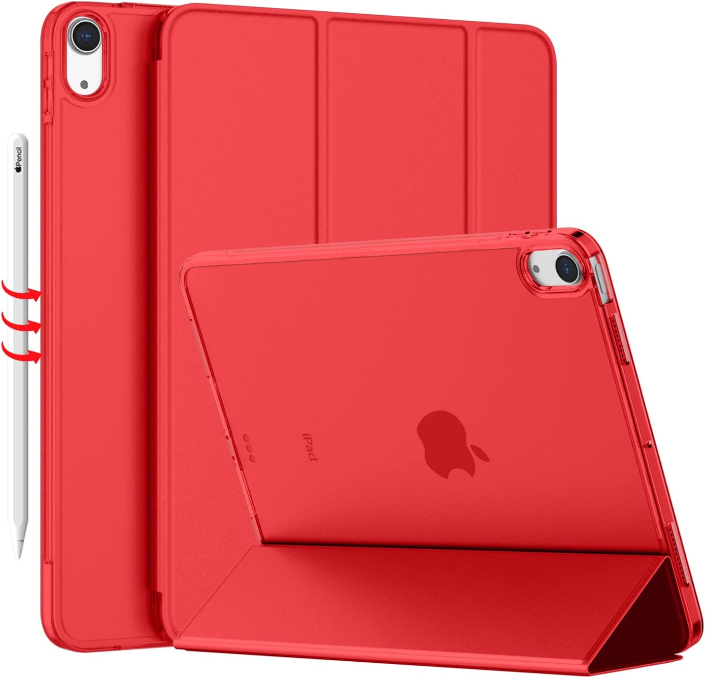 iMieet iPad Air 5 Case 2022/iPad Air 4 Case 2020 - iPad Air 5th/4th Generation Case 10.9 Inch Lightweight Slim Cover with Translucent Frosted Hard Back [Support Touch ID](Red)