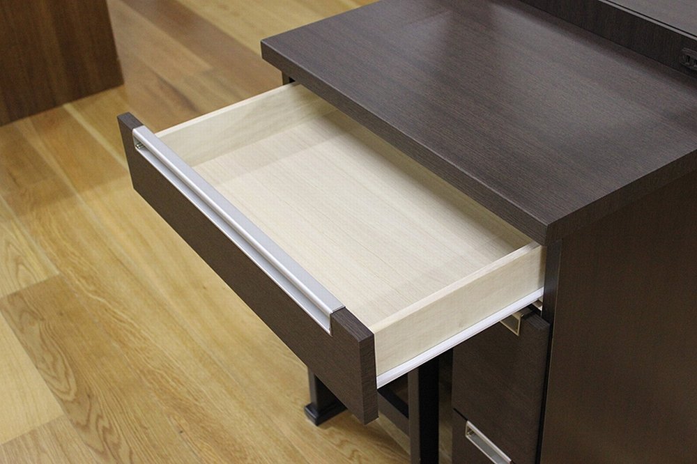 コンパクトドレッサー スツール付 鏡一面 シンプル モダン ダークブラウン コンパクトドレッサー スツール付 鏡一面 シンプル モダン