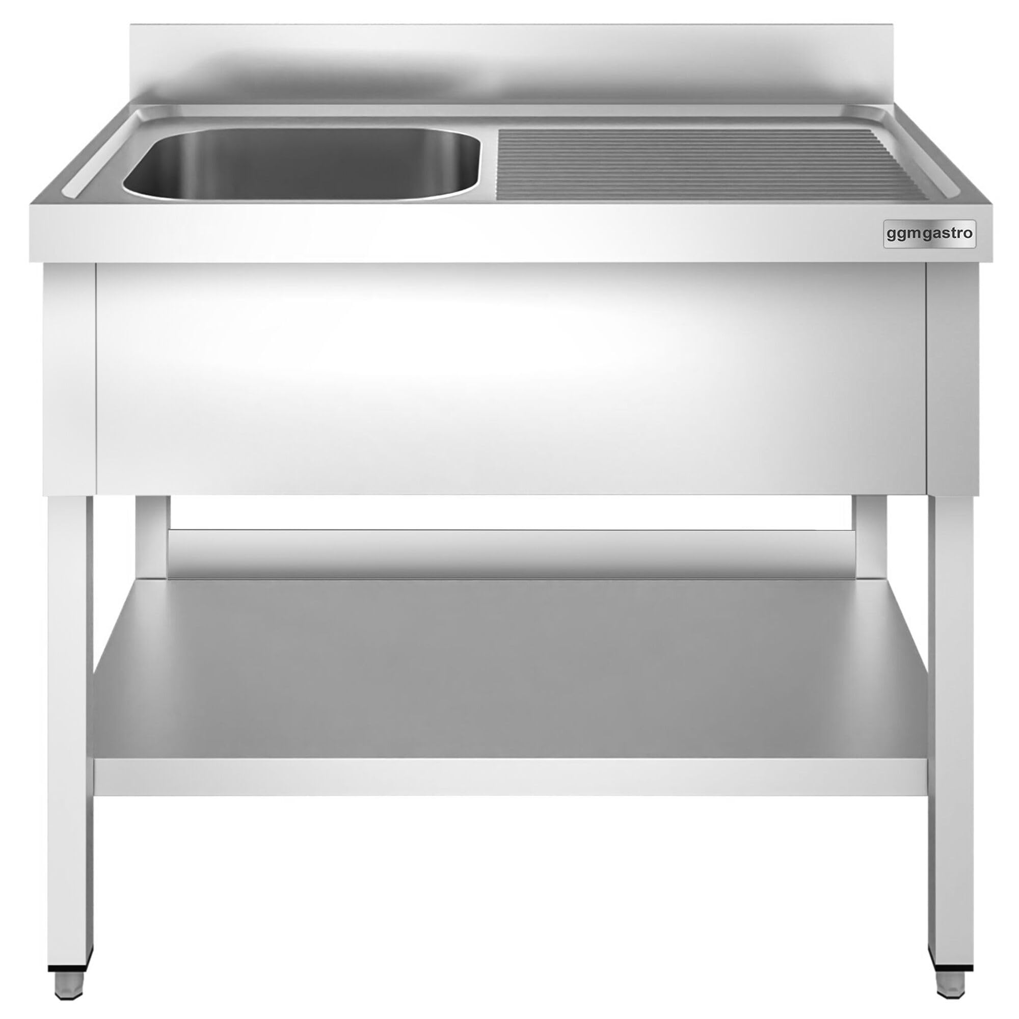 GGM Gastro | STK126BL1 | Spültisch PREMIUM - 1200x600mm - mit Grundboden - mit 1 Becken links