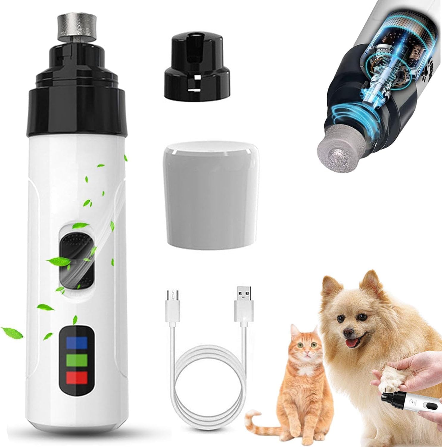 BYXIWA Silent Groom Pro Nail Grinder Cordless, Pet Paws Grooming Tool Silent Grind Pro Dog Nail Trimmer, Electric Pet Nail Trimmer Rechargeable Quiet
