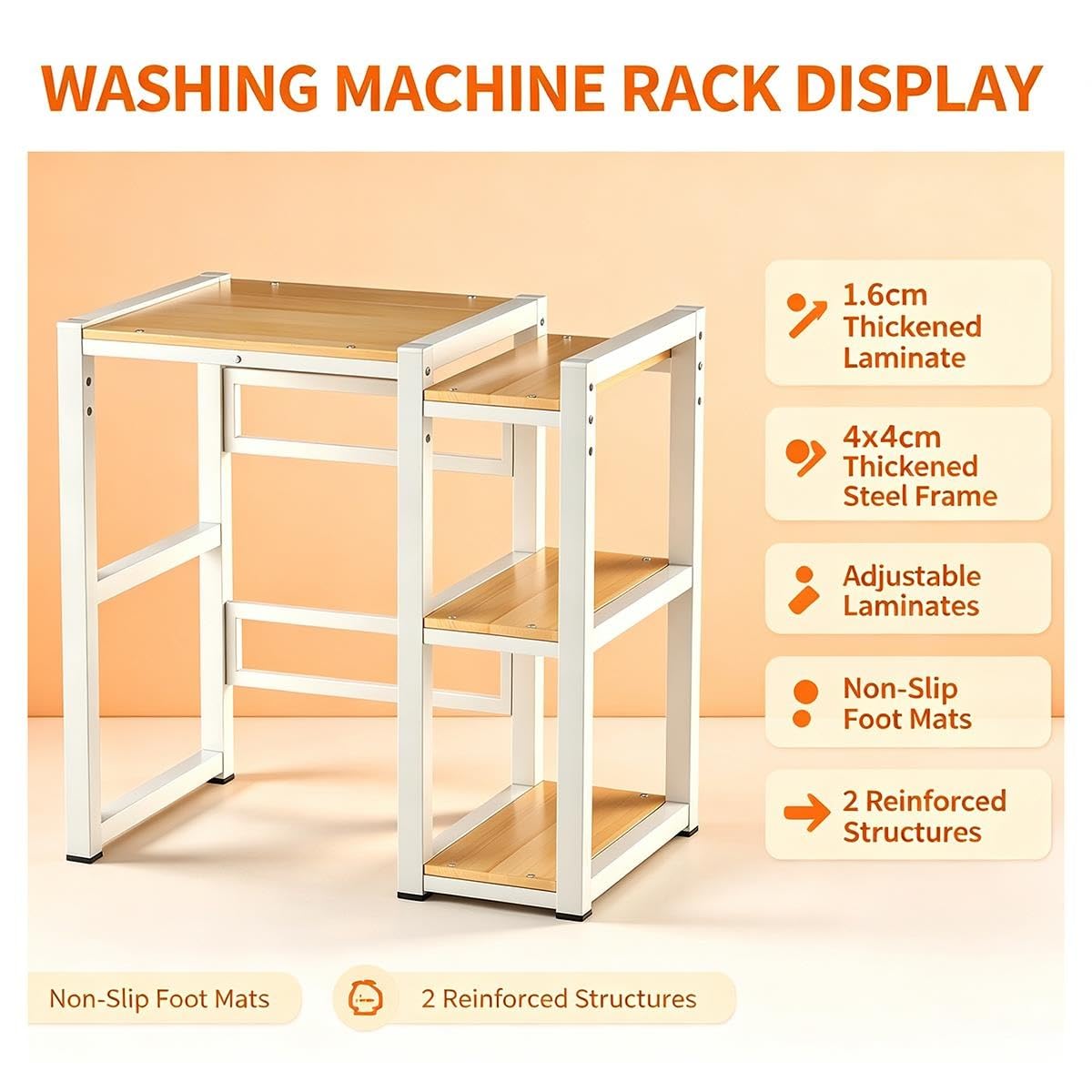 Kit support sèche-linge réglable, rangement lave-linge 3 niveaux