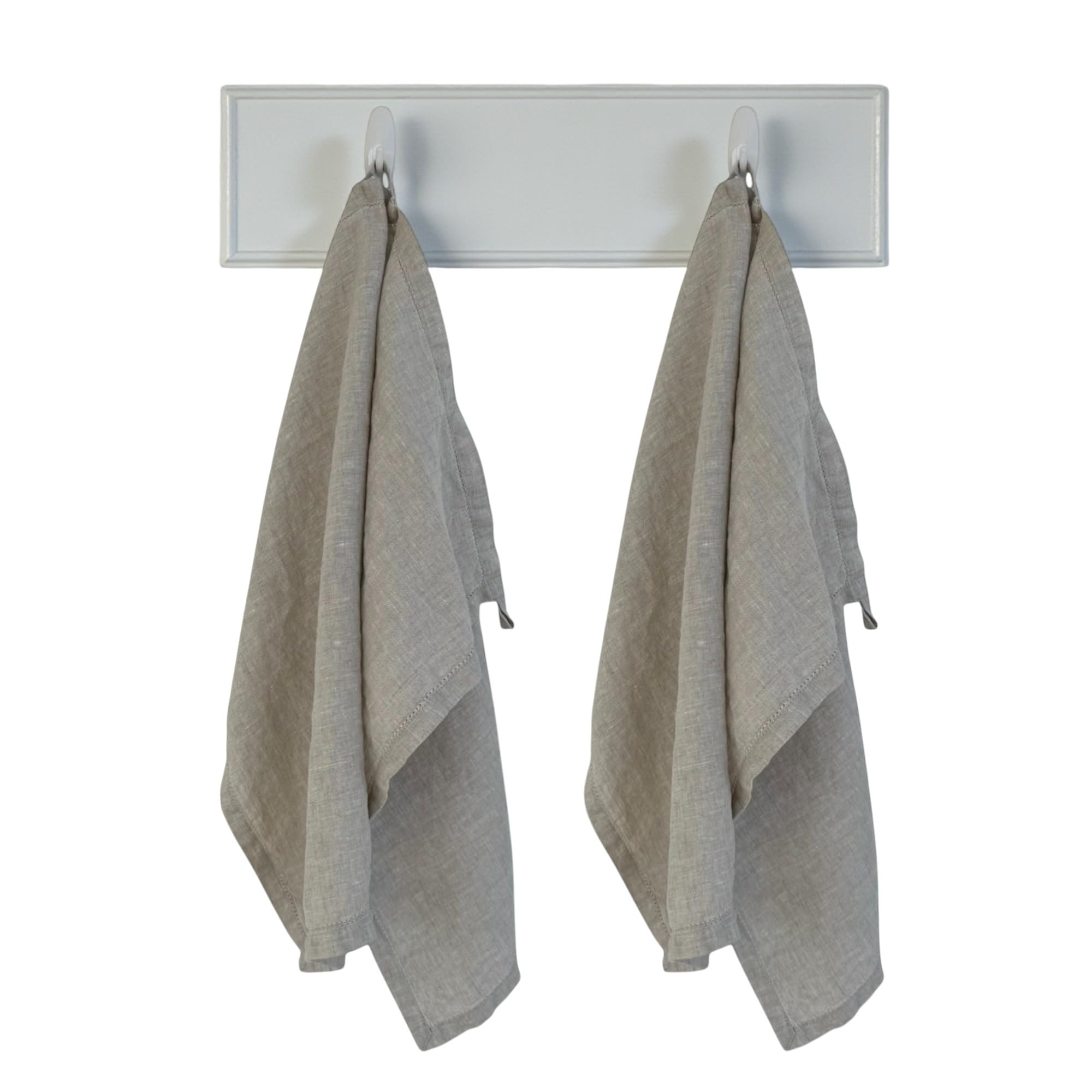 Eight Owls Linen Kitchen Towels – 50 cm x 68 cm – 100% Pure Stonewashed Linen Hemstitch Dish/Hand Towel/Tea Towel - Set of 2 (Natural)