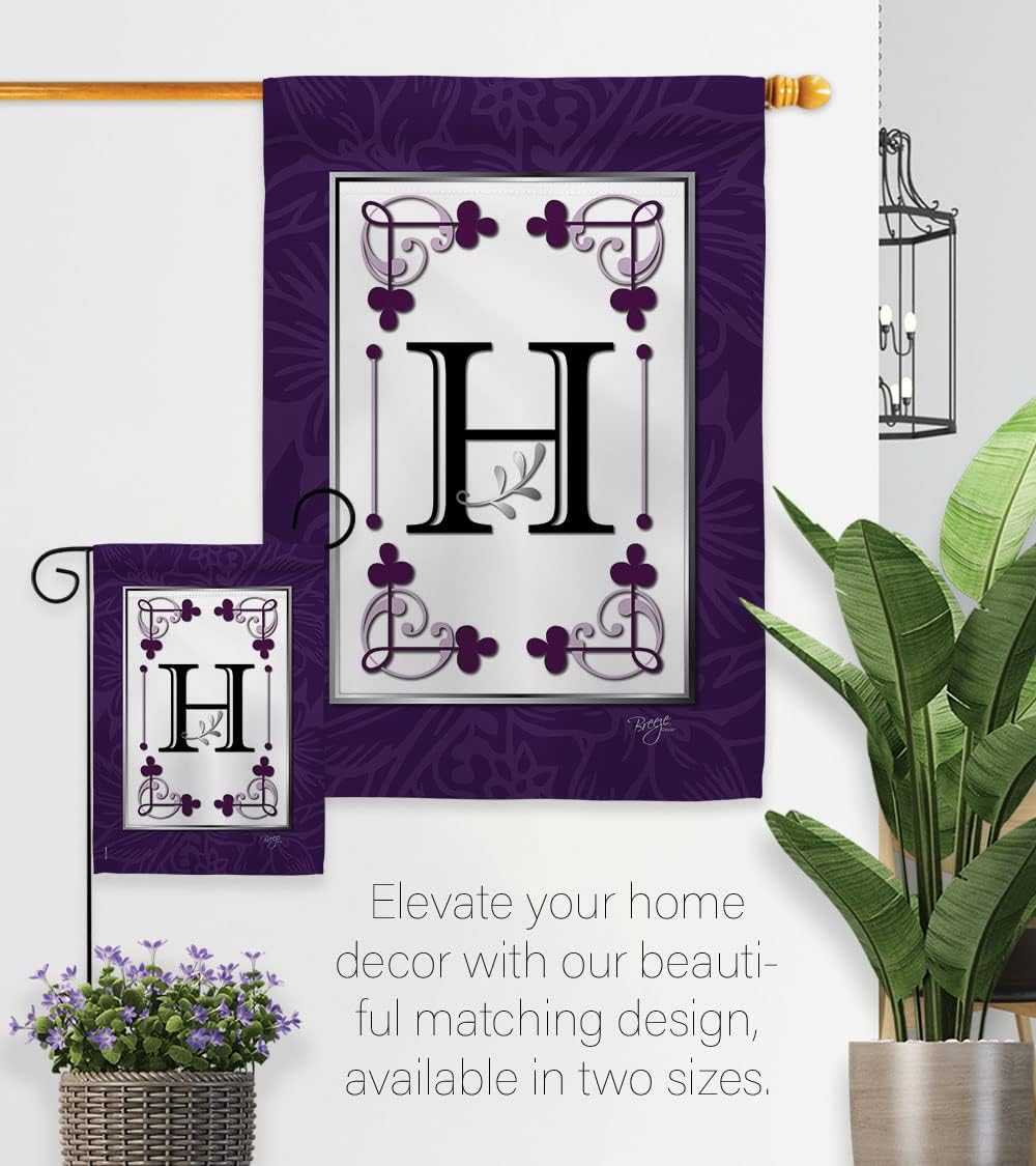 Breeze Decor G180008 Classic H Initial Interests Simply Beauty Decorative Vertical Garden Flag, 13" X 18.5", Multi-Color