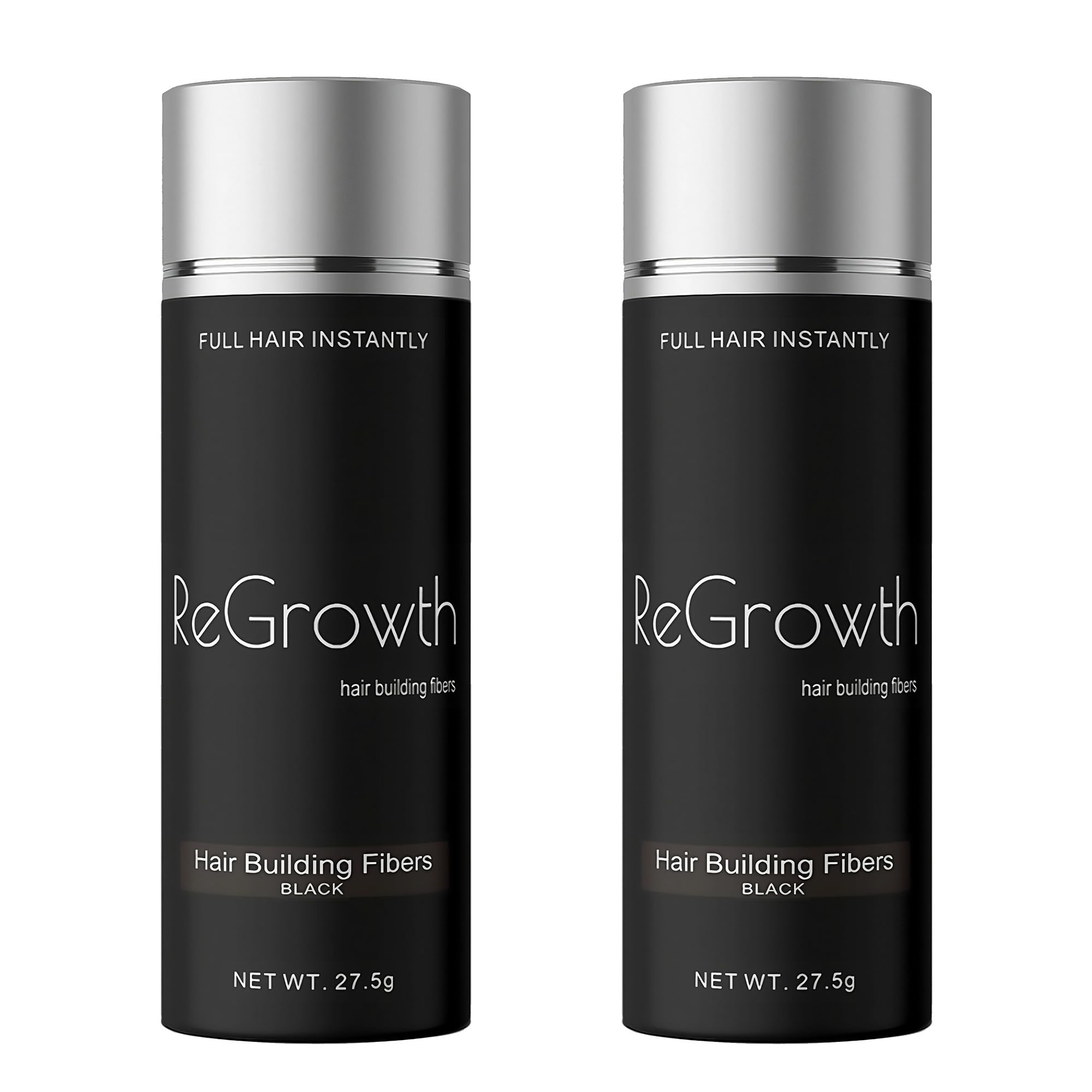 Regrowth hair Building Fibers (Black) 27.5g + 27.5g – for Thickening Fibers for Thinning Hair & Bald Spots, Instant Hair Loss Concealer for Men & Women