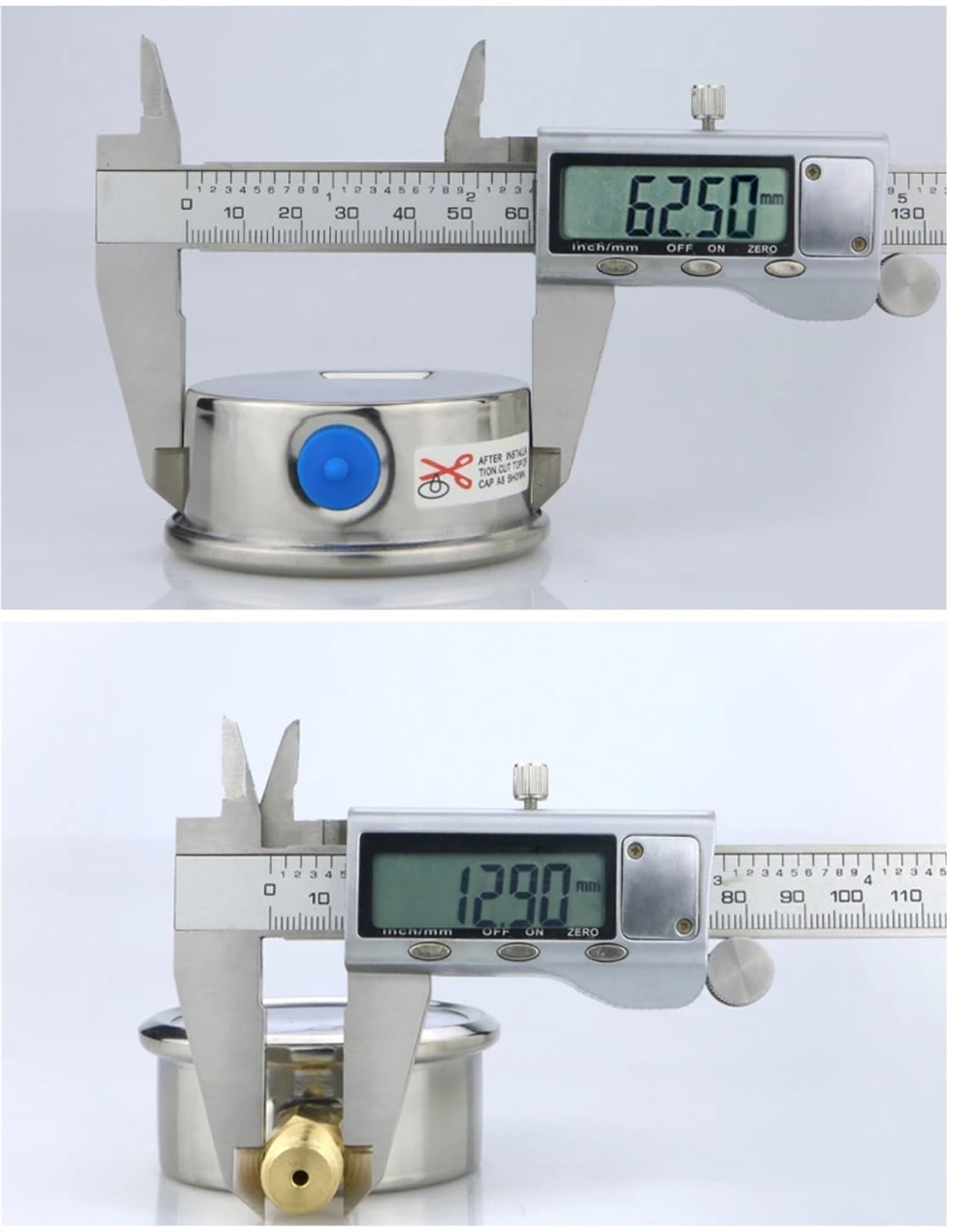 Manómetro de llenado de glicerina de 62,5 mm (2,5 pulgadas), 1 MPa, con carcasa de acero inoxidable y junta de latón, for agua, aceite y gas.(0-0.1Mpa)