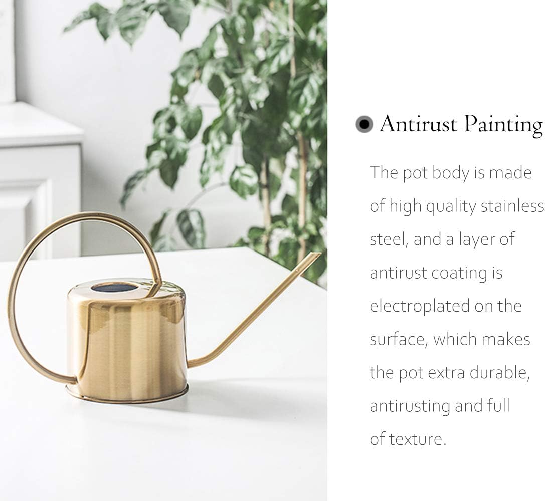 VANGOAL Decorative Gold Colored 45oz Watering Can - Smooth & Easy Pour Gooseneck Spout Pot for Fast Indoor Plants Houseplants Office Plants Watering