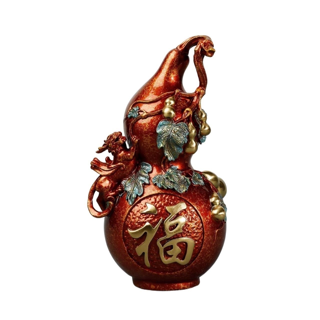 GLETSF Brass Decor Brass Statue Pure Copper Gourd Ornaments To Attract Money Fish Living Room Office Entrance Ornaments Statues For Home Decor,35 * 12 * 30cm