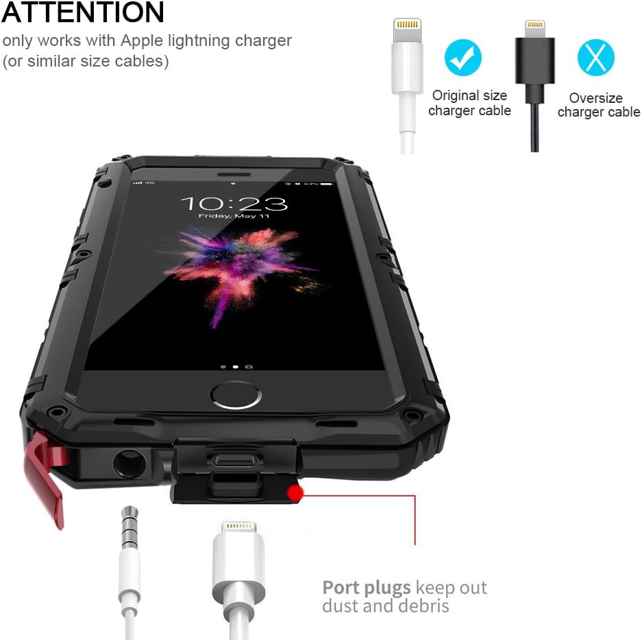 Seacosmo iPhone 6/6S Case, Military Grade IP68 Waterproof Dustproof Shockproof Full Body Sealed Underwater Case with Built-in Screen Protector Heavy Duty Metal Rugged Case for iPhone 6/6S, Black