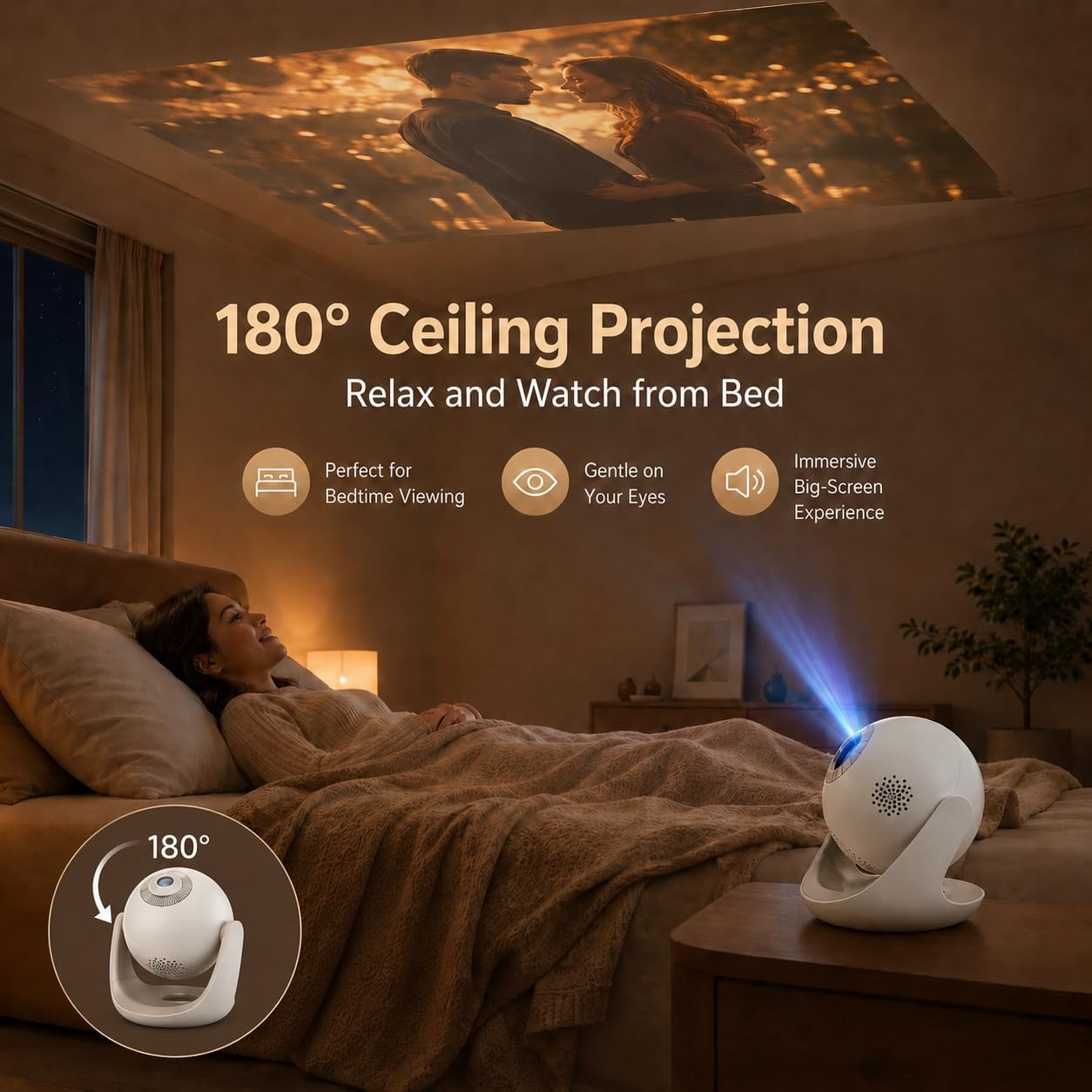 Mini Projector 1080P, Projector with WiFi & Bluetooth, Built-in Apps, 180° Rotation, Ultra-Short Throw 0.88:1, 300ANSI, Portable Projector for Bedroom, Outdoor Projector for World Cup. 9 616mlwJMINL. AC SL1254