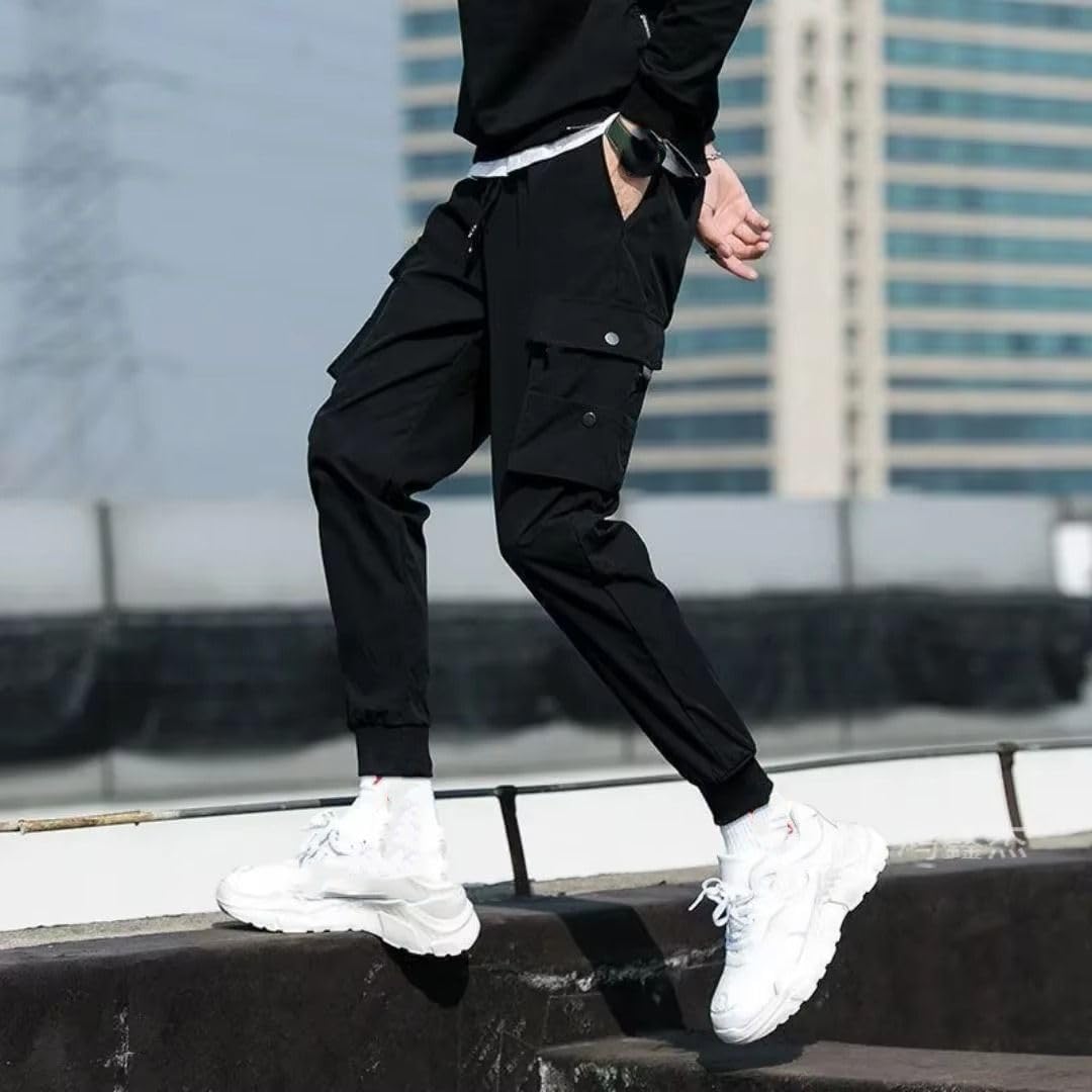 MORISTE Men's Oversized Utility Cargo Pants, Loose Fit Breathable Multi Flap Pocket Work Trousers