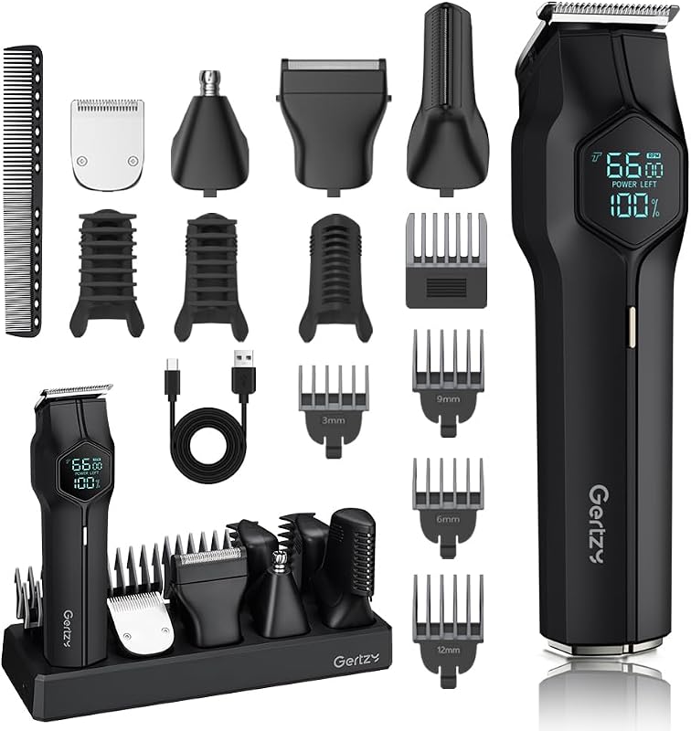Aparador elétrico GERTZY 5 em 1 com cabeças magnéticas, recarregável, IPX7, preto