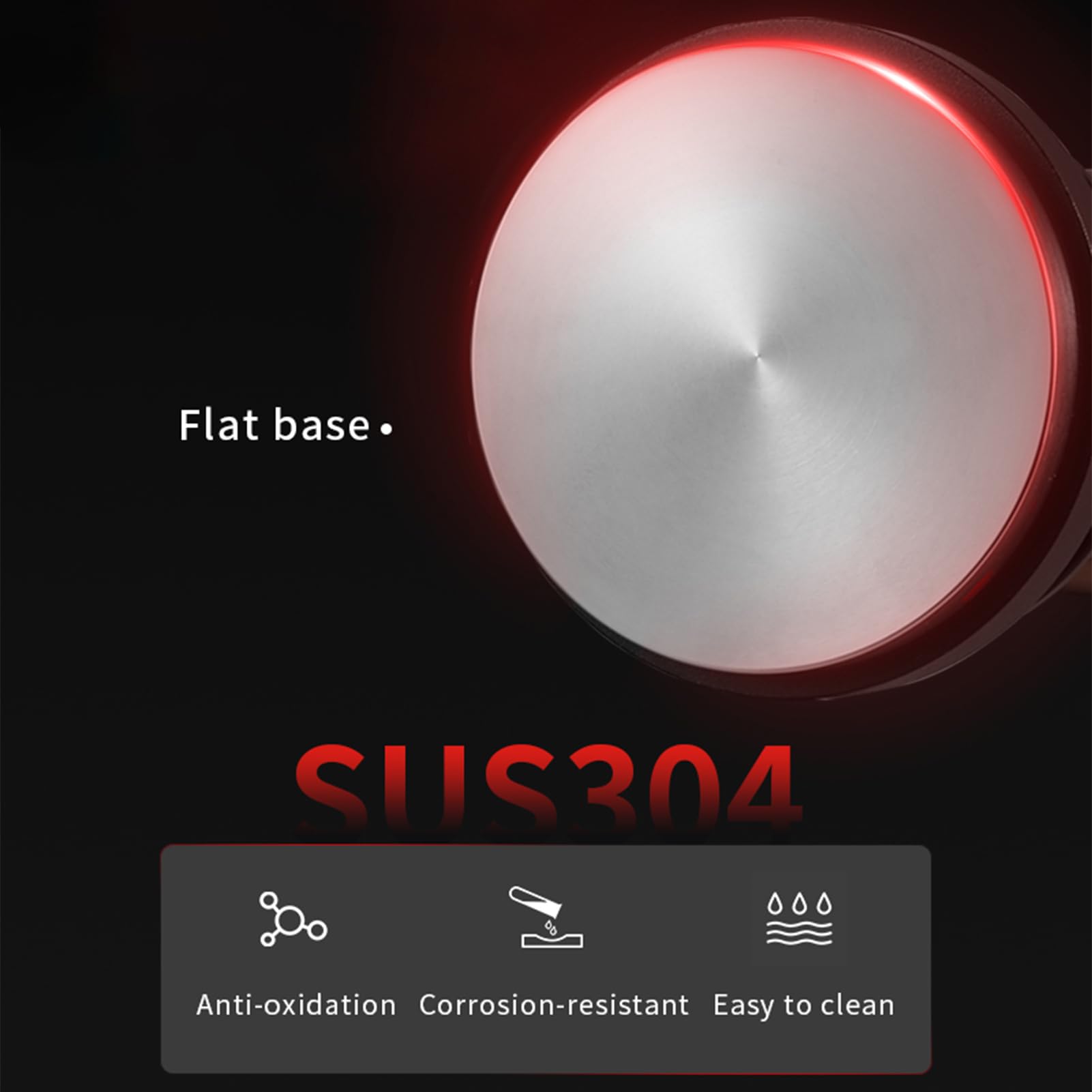 Tamper de café de base plana MHW de acero inoxidable 304, Tamper con resorte calibrado de presión constante de 30 libras, Tamper de espresso con retroalimentación de (53mm)