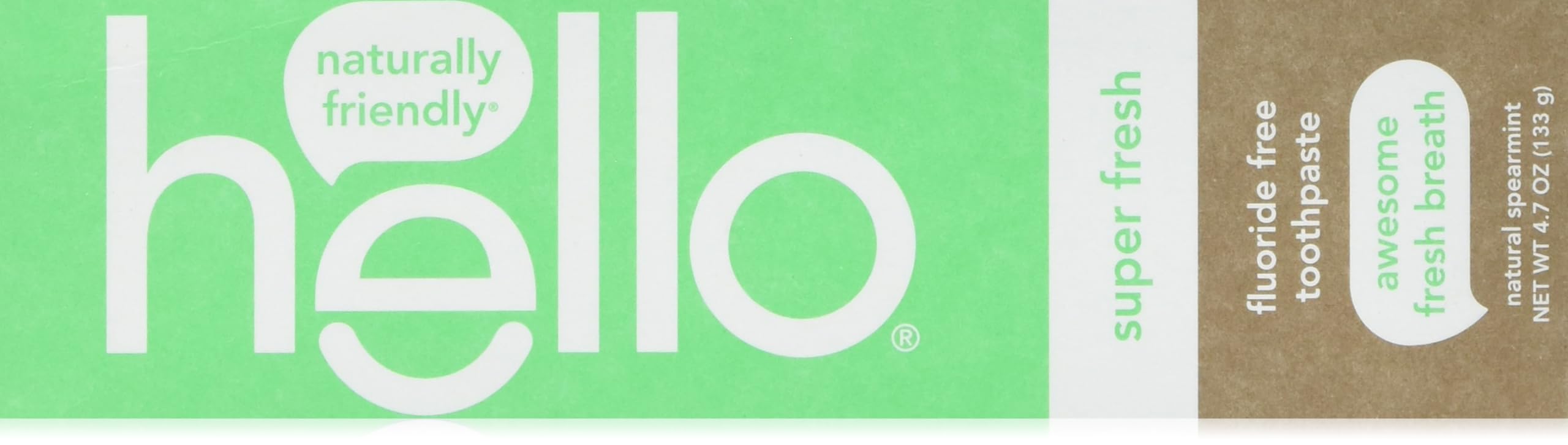HELLO Super Fresh Fluoride Free Spearmint Toothpaste, 4.7 OZ