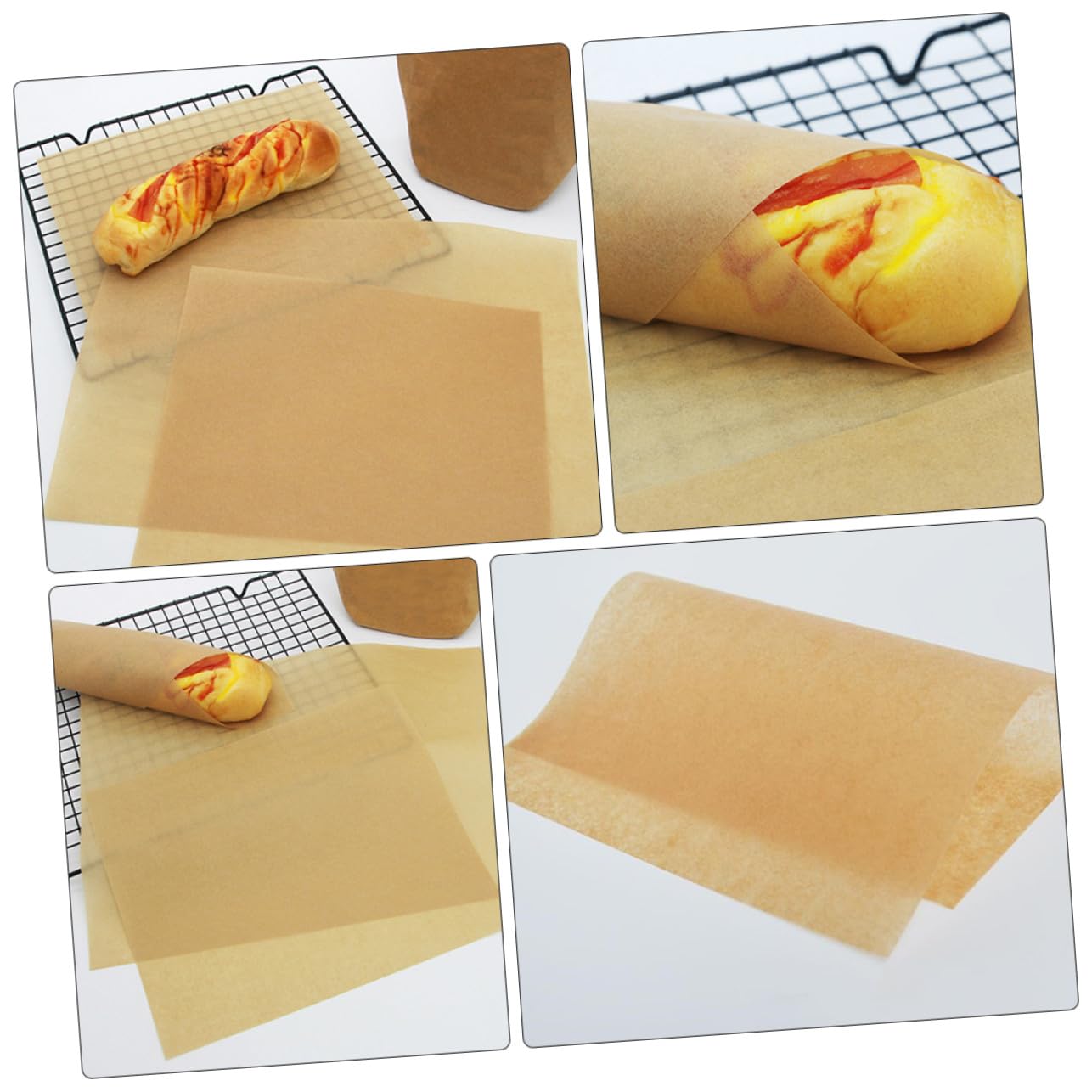 100 pièces Lot Papiers Cuisson Prédécoupés Papier Kraft Naturel Résistant Jusqu à Antiadhésifs et Polyvalents pour Barbecue Pâtisserie et Cuisson Vapeur Accessoires de Cuisine