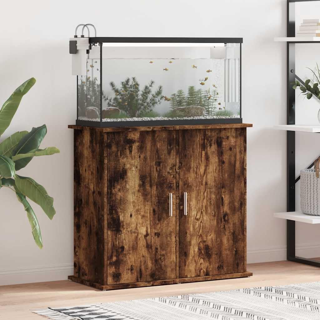 vidaXL Aquariumständer, Aquarium Unterschrank mit viel Stauraum, Aquarium Tisch mit stabiler Oberplatte, Aquariumschrank Aquarium Halter, Räuchereiche Holzwerkstoff